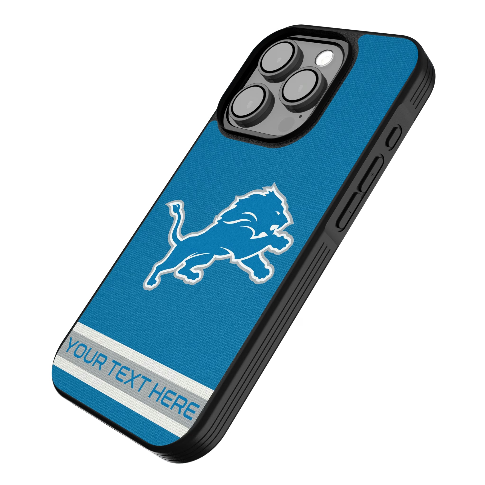 Detroit Lions Personalized Stripe iPhone Bump Phone Case for Apple iPhone - Isometric View