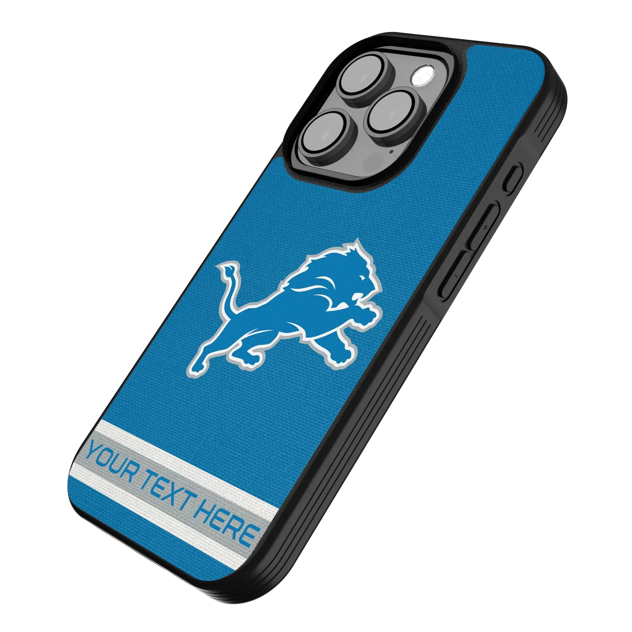 Detroit Lions Personalized Stripe iPhone Bump Phone Case for Apple iPhone - Isometric View