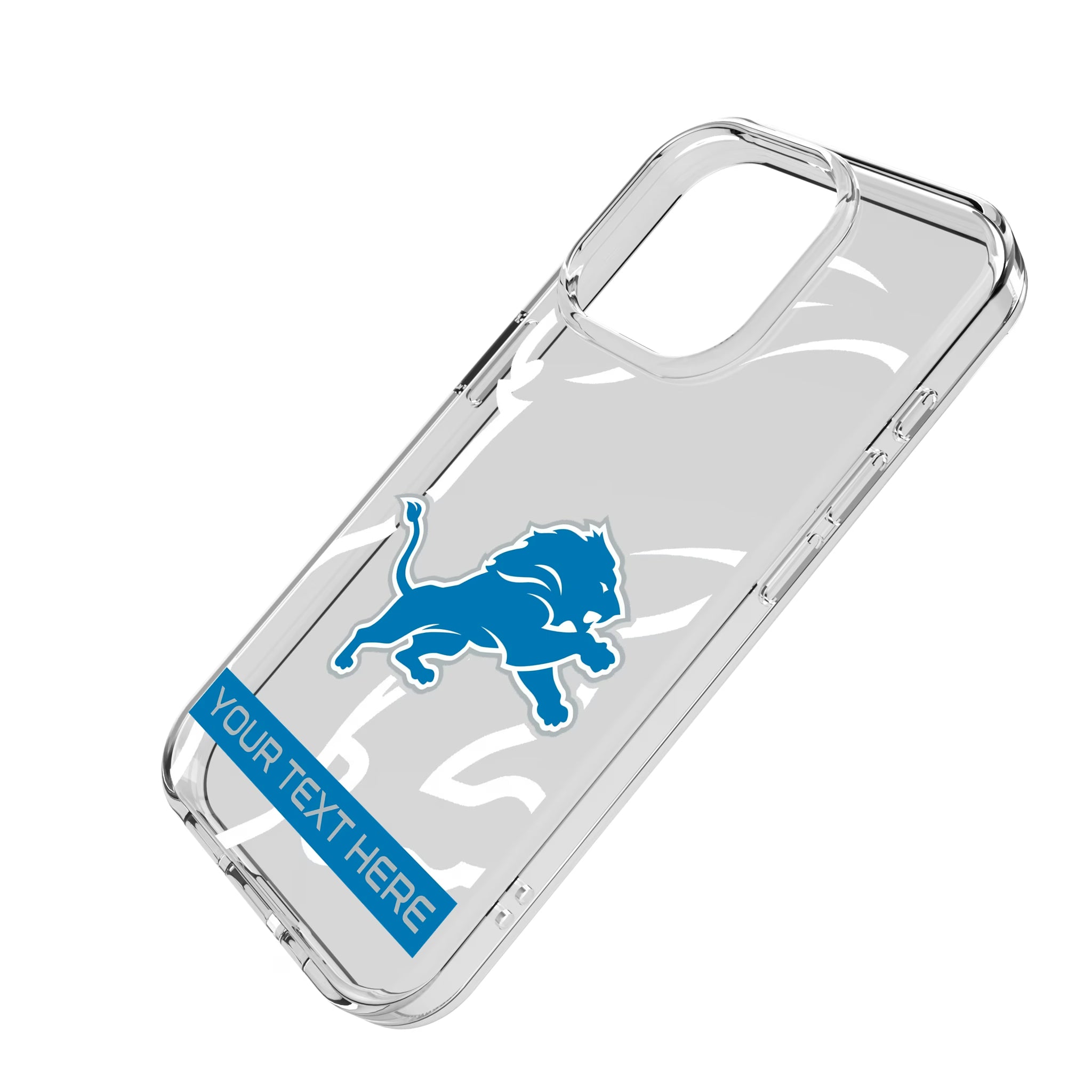 Detroit Lions Personalized Tilt iPhone Clear Phone Case for Apple iPhone - Isometric View