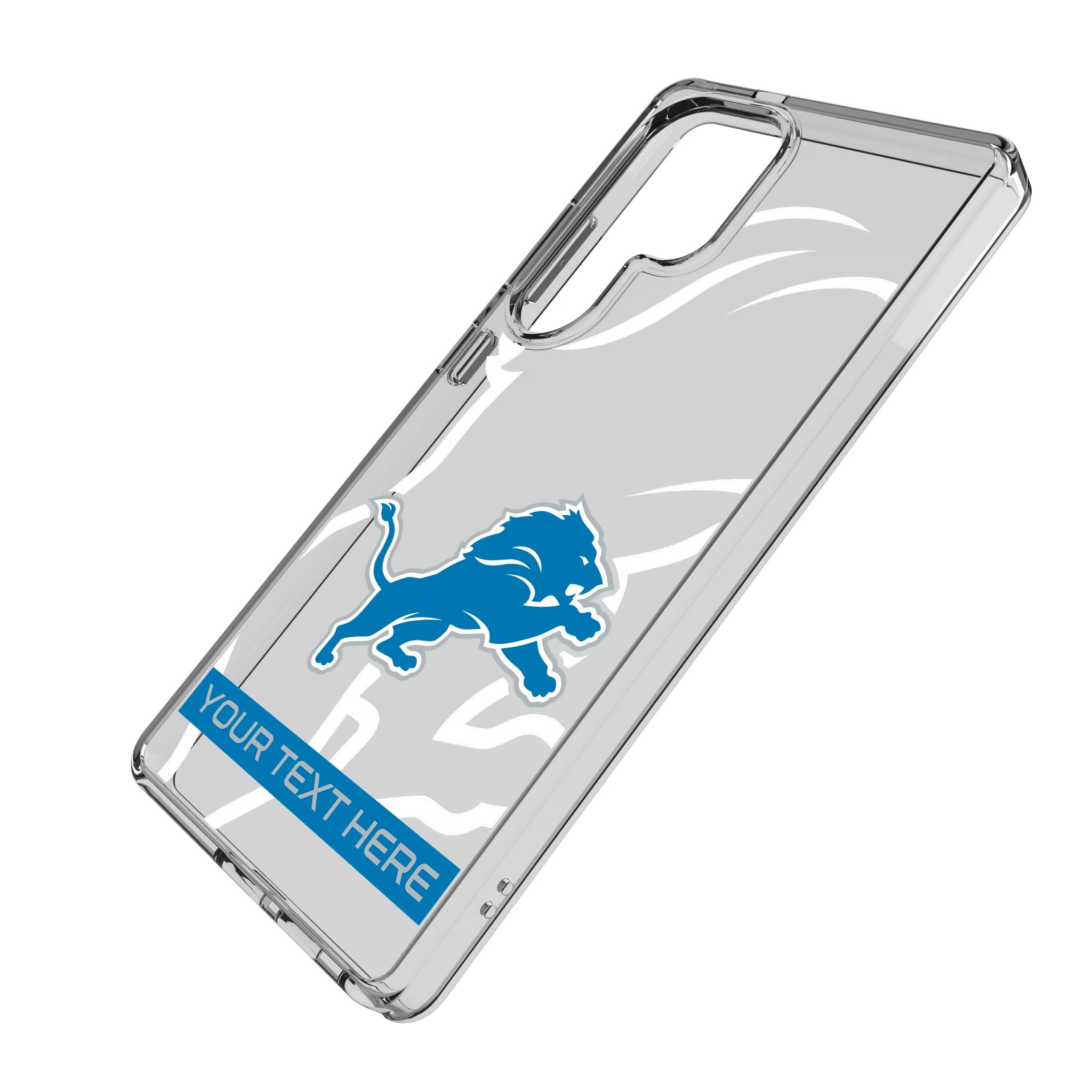 Detroit Lions Personalized Tilt Galaxy Clear Phone Case for Samsung Galaxy - Isometric View