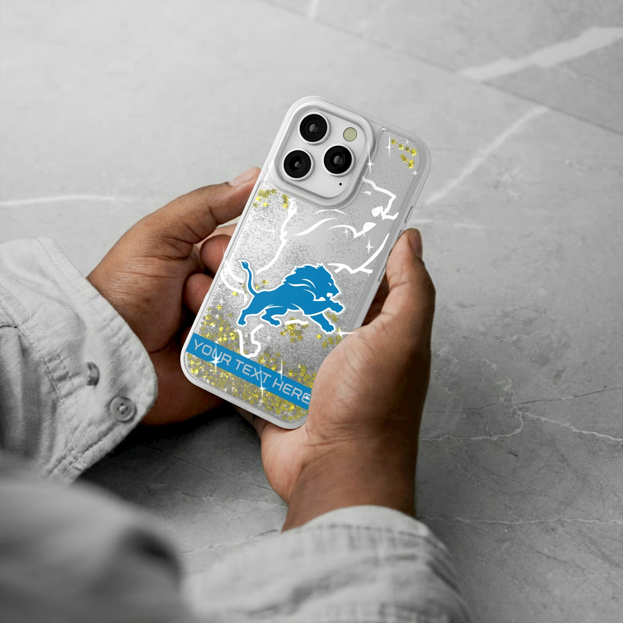 Detroit Lions Personalized Tilt iPhone Glitter Phone Case for Apple iPhone - Lifestyle#Device_iPhone 16 Pro