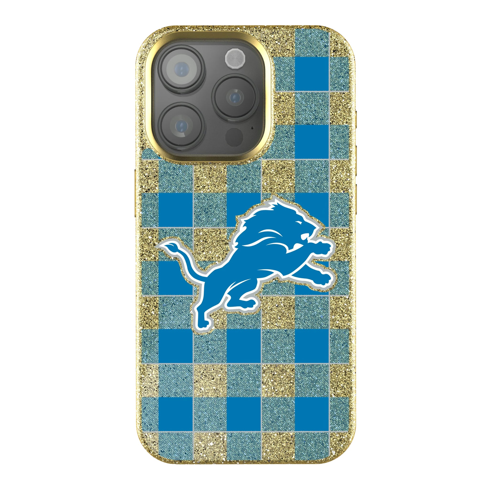 Detroit Lions Plaid iPhone Bling Phone Case for Apple iPhone