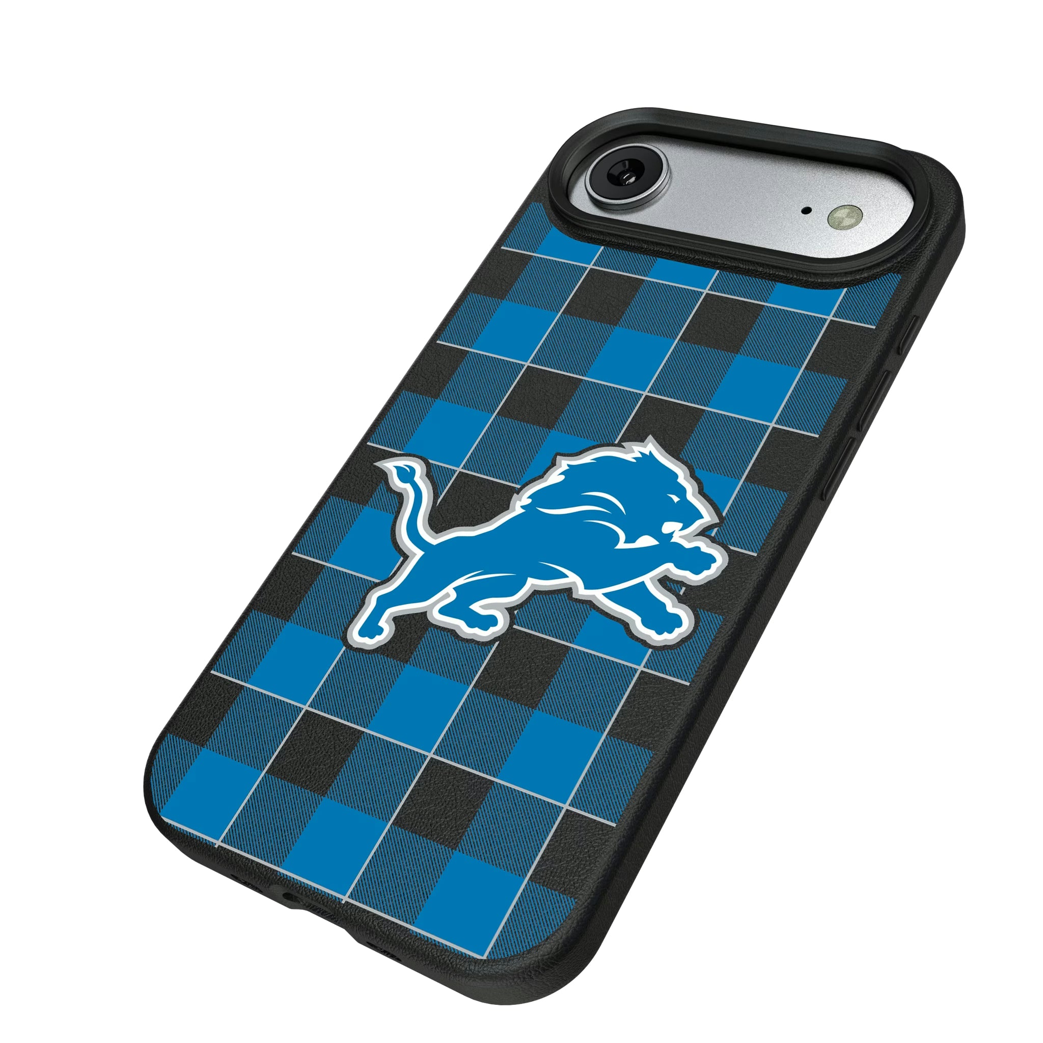 Detroit Lions Plaid iPhone MagSafe Compatible Phone Case for Apple iPhone - Isometric View#Device_iPhone Air