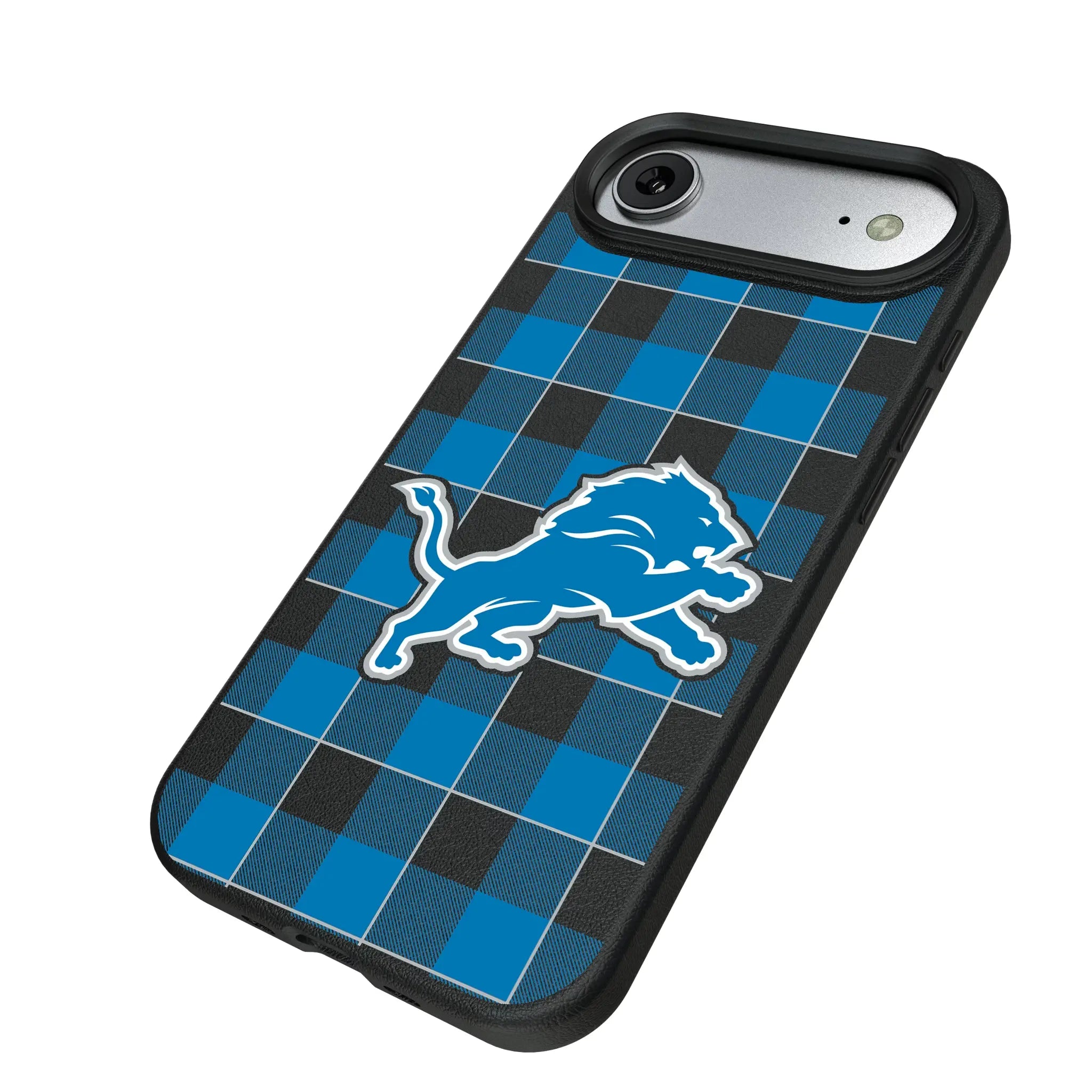 Detroit Lions Plaid iPhone MagSafe Compatible Phone Case for Apple iPhone - Isometric View#Device_iPhone Air