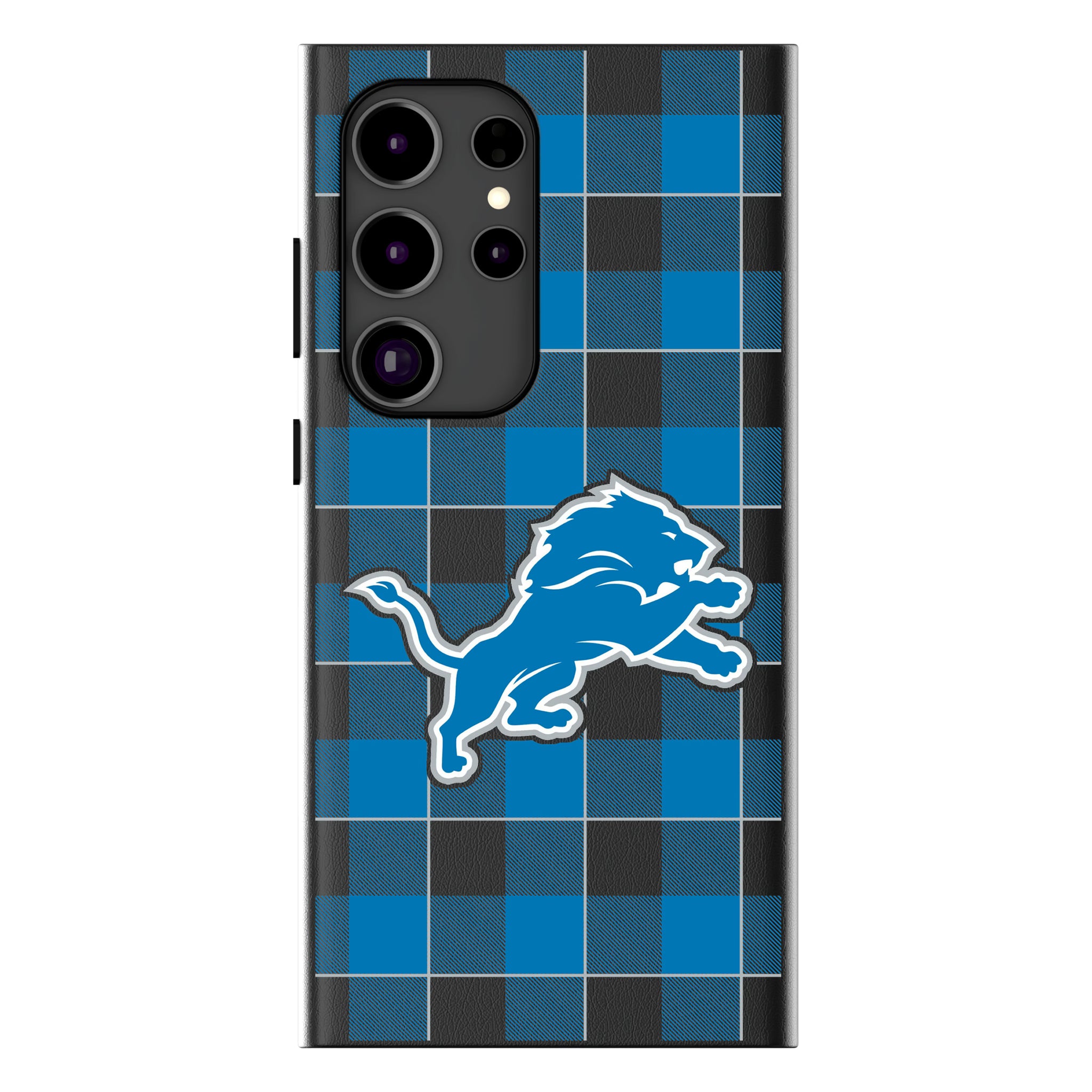 Detroit Lions Plaid Galaxy MagSafe Compatible Phone Case for Samsung Galaxy