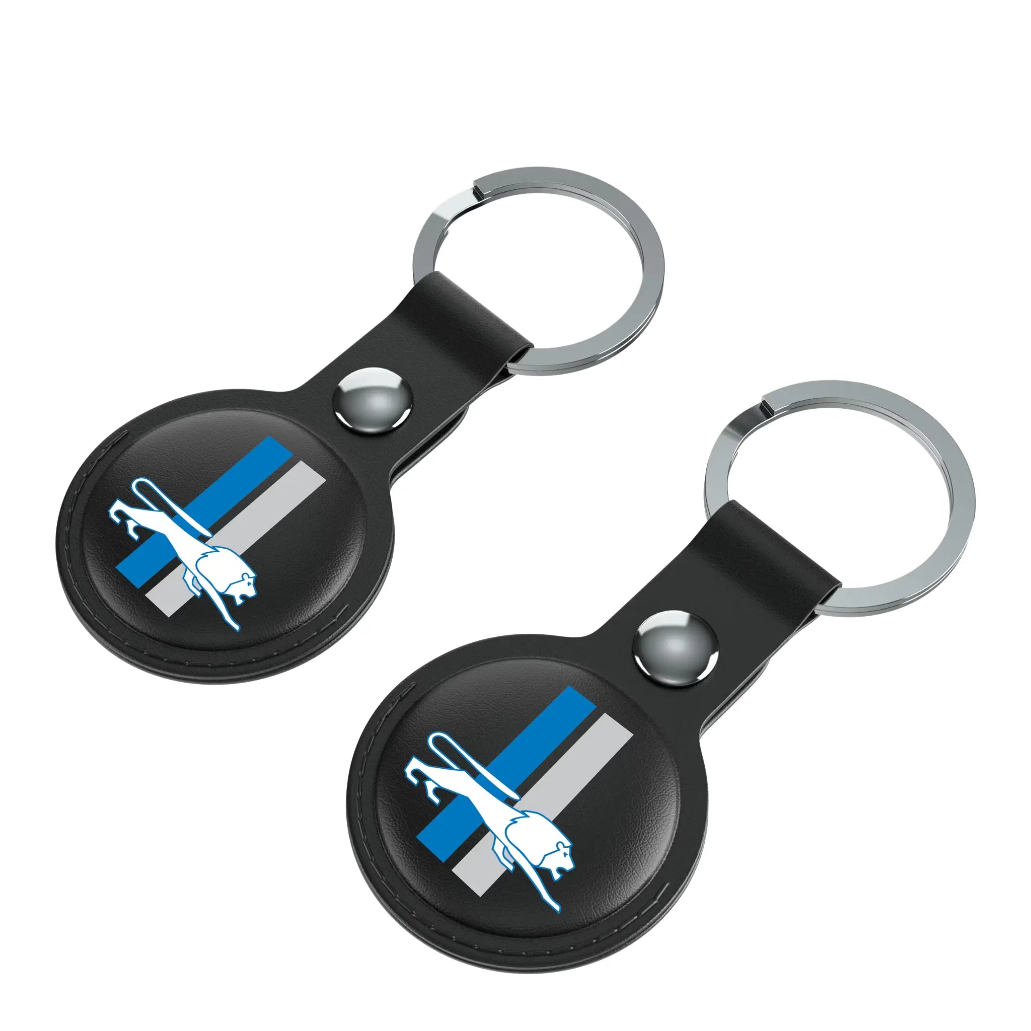 Detroit Lions Retro Insignia AirTag Black Airtag Holder 2-Pack - Isometric View