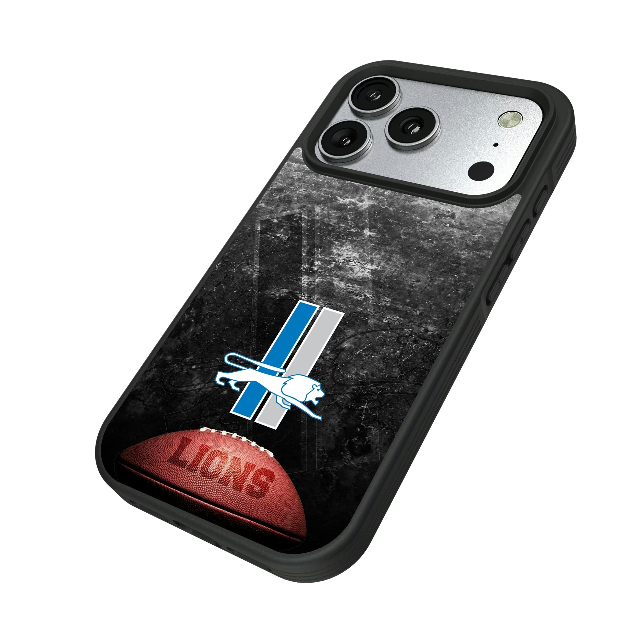 Detroit Lions Retro Legendary iPhone Bump Phone Case for Apple iPhone - Isometric View#Device_iPhone 17 Pro