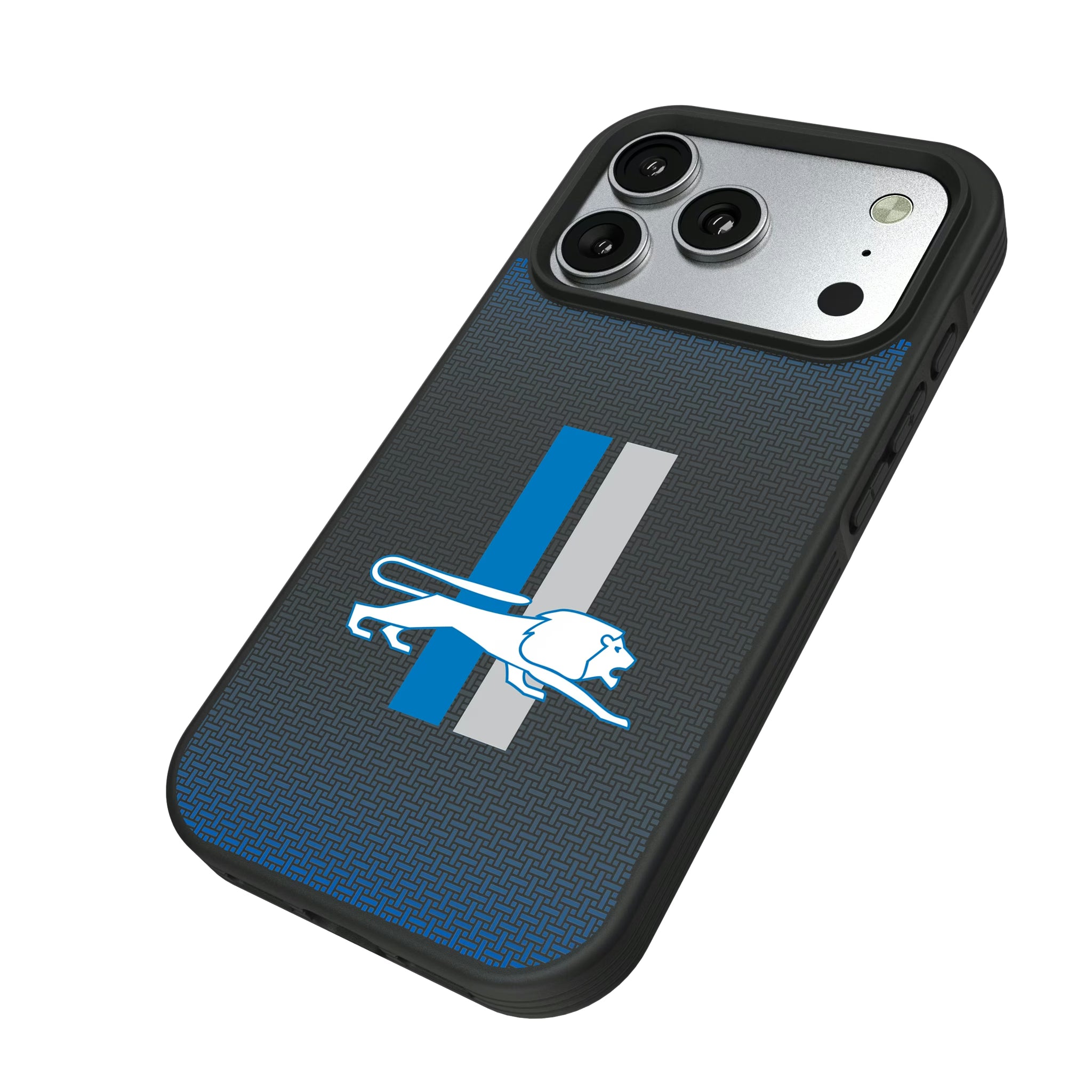 Detroit Lions Retro Linen iPhone Bump Phone Case for Apple iPhone - Isometric View#Device_iPhone 17 Pro