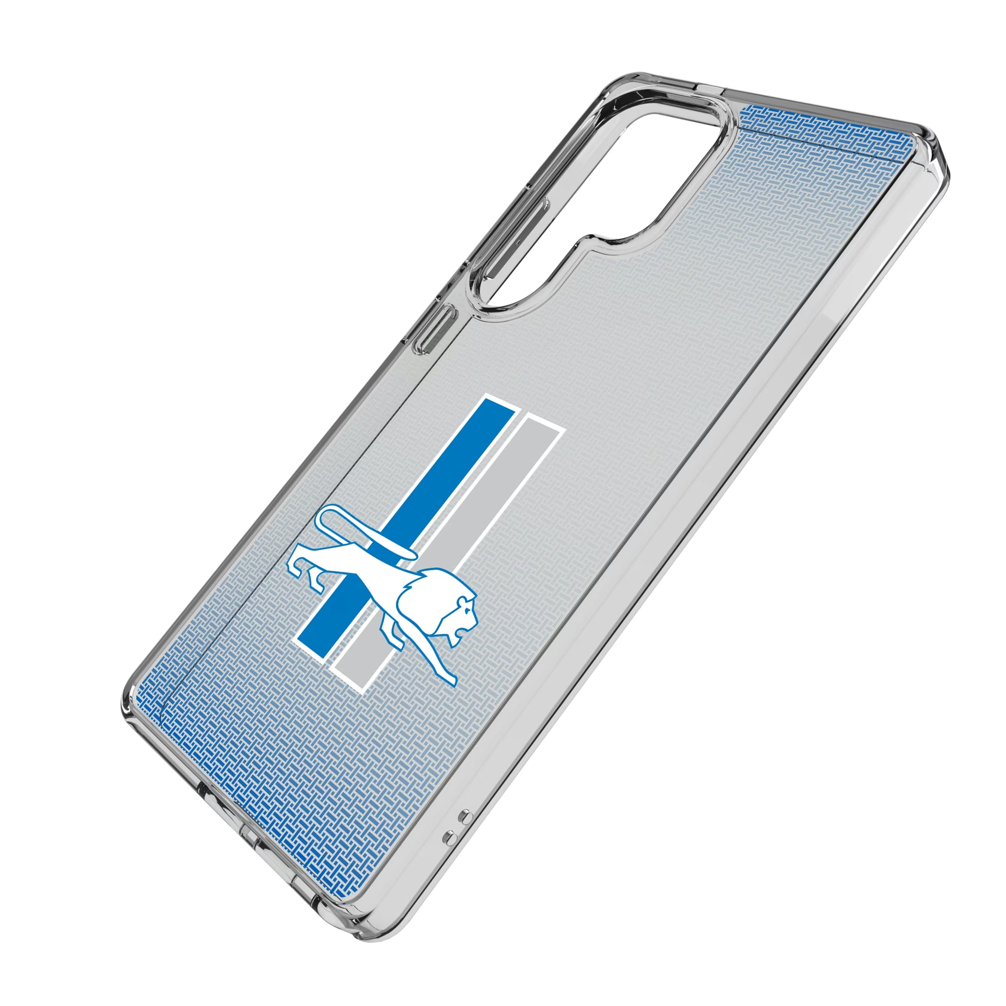 Detroit Lions Retro Linen Galaxy Clear Phone Case for Samsung Galaxy - Isometric View