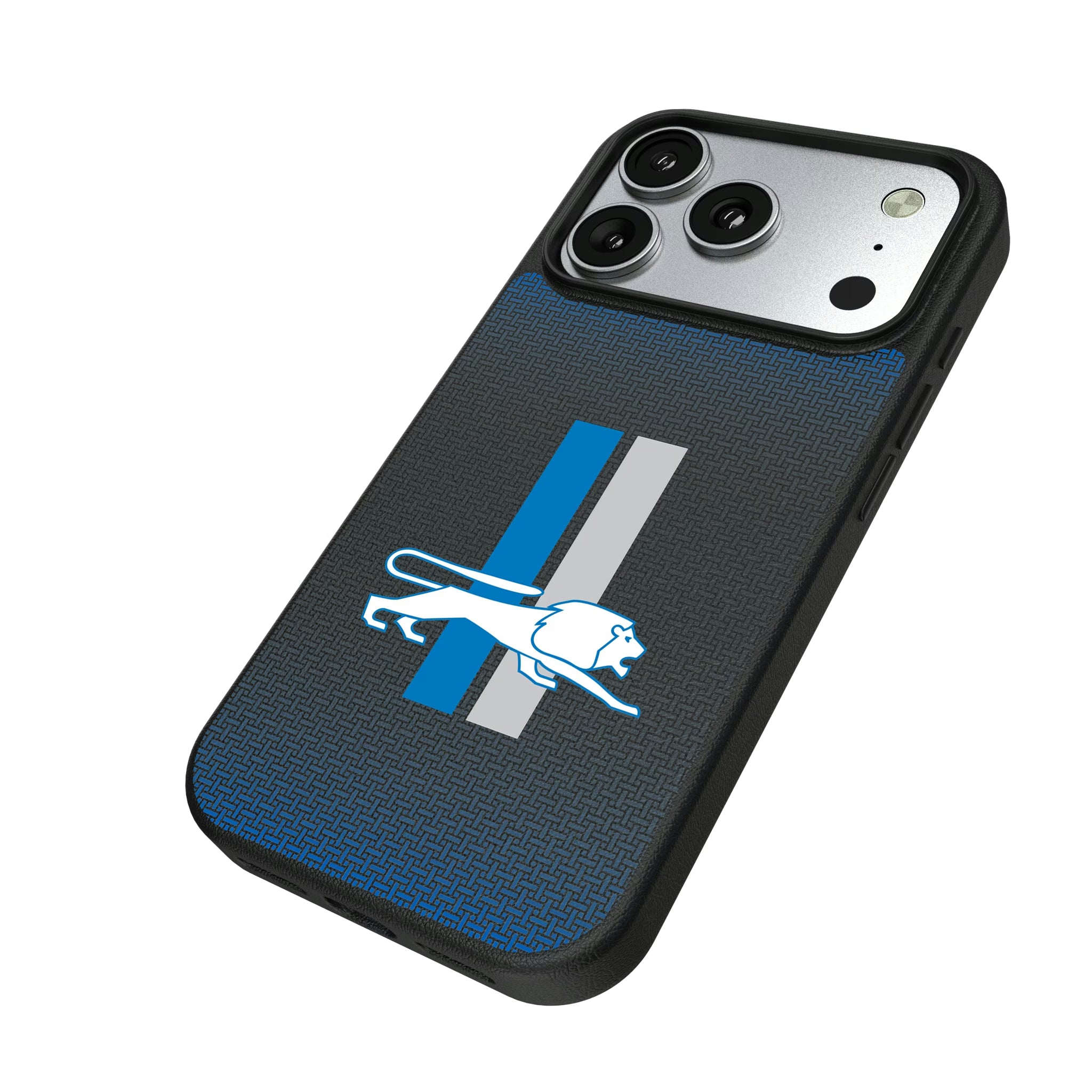 Detroit Lions Retro Linen iPhone MagSafe Compatible Phone Case for Apple iPhone - Isometric View#Device_iPhone 17 Pro
