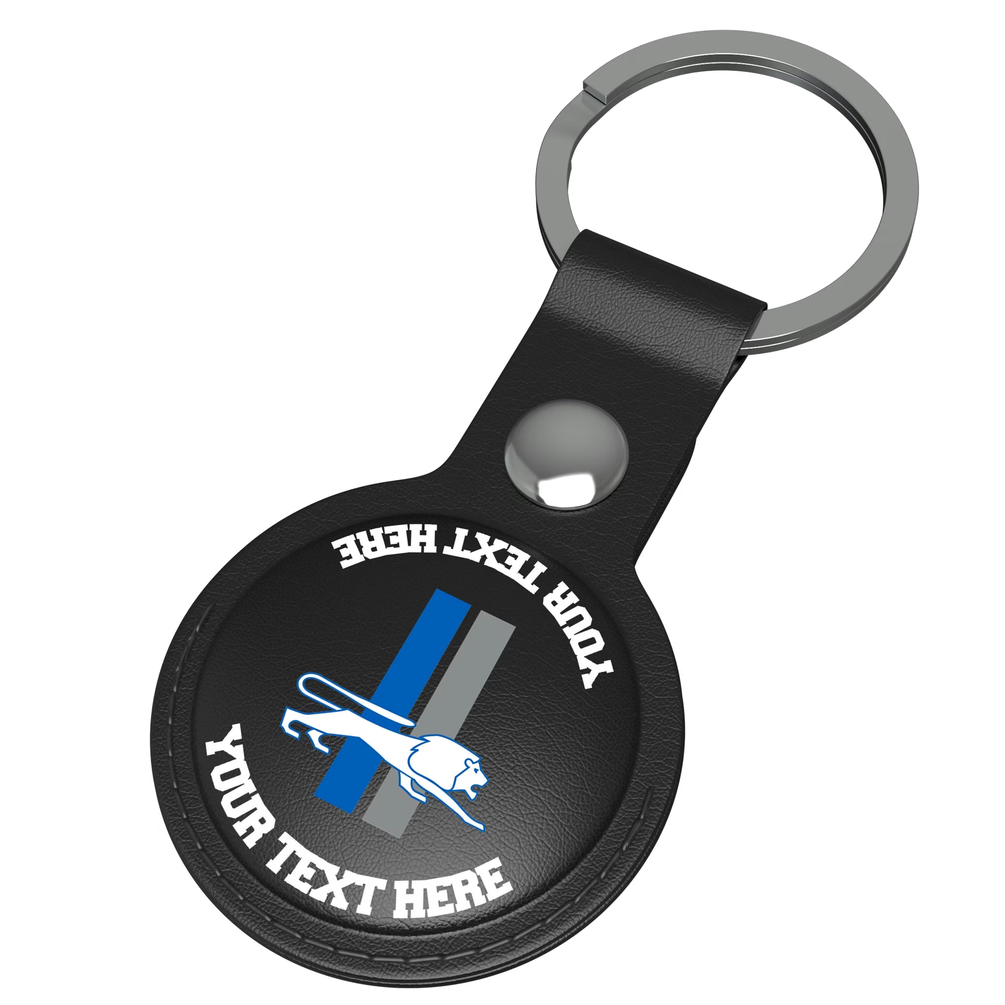 Detroit Lions Retro Personalized Insignia AirTag Black Airtag Holder - Isometric View