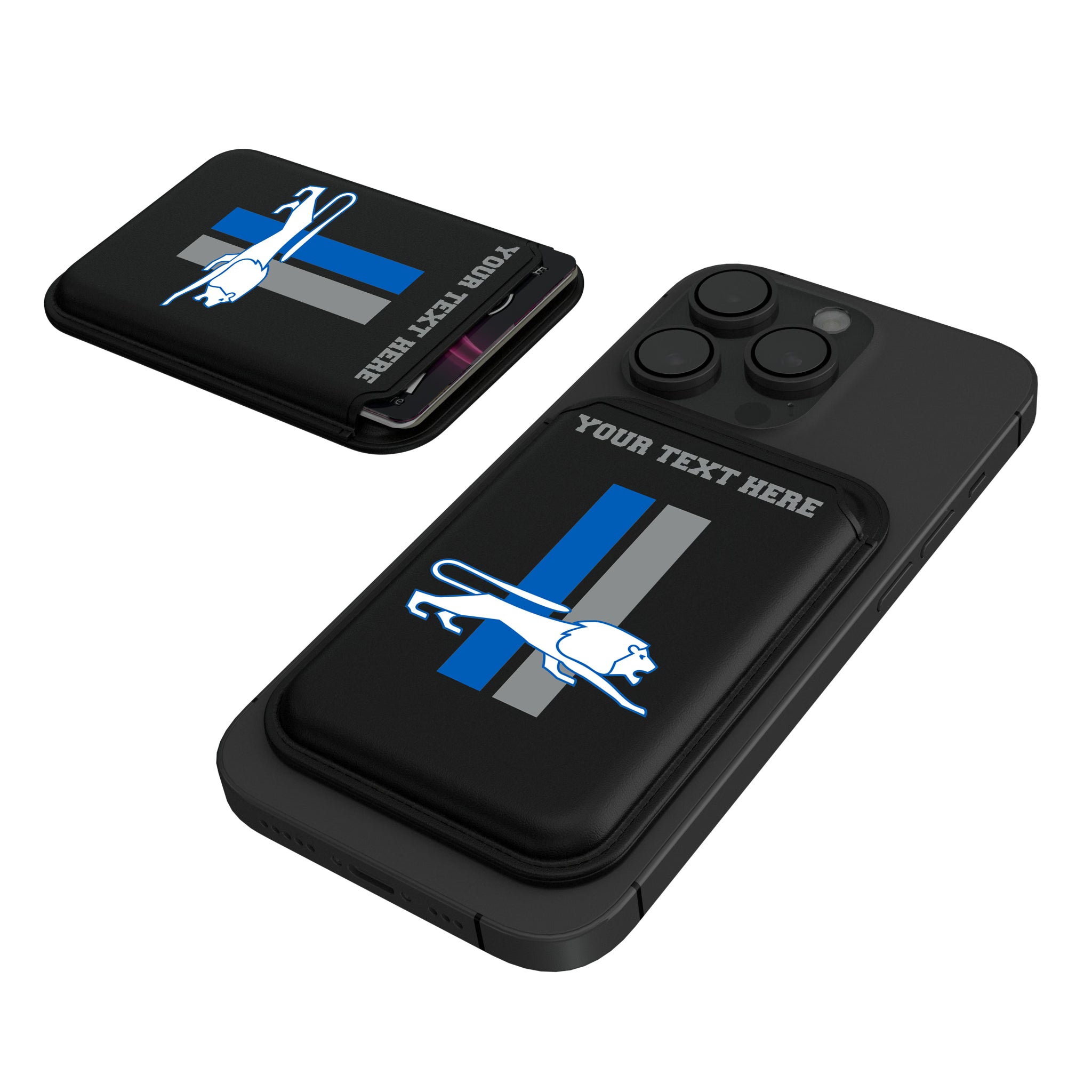 Detroit Lions Retro Personalized Insignia Black Magnetic Credit Card Wallet