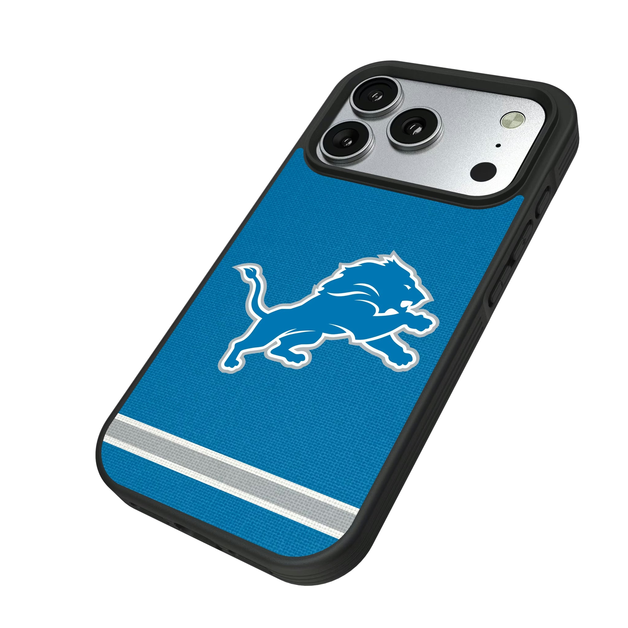 Detroit Lions Stripe iPhone Bump Phone Case for Apple iPhone - Isometric View#Device_iPhone 17 Pro