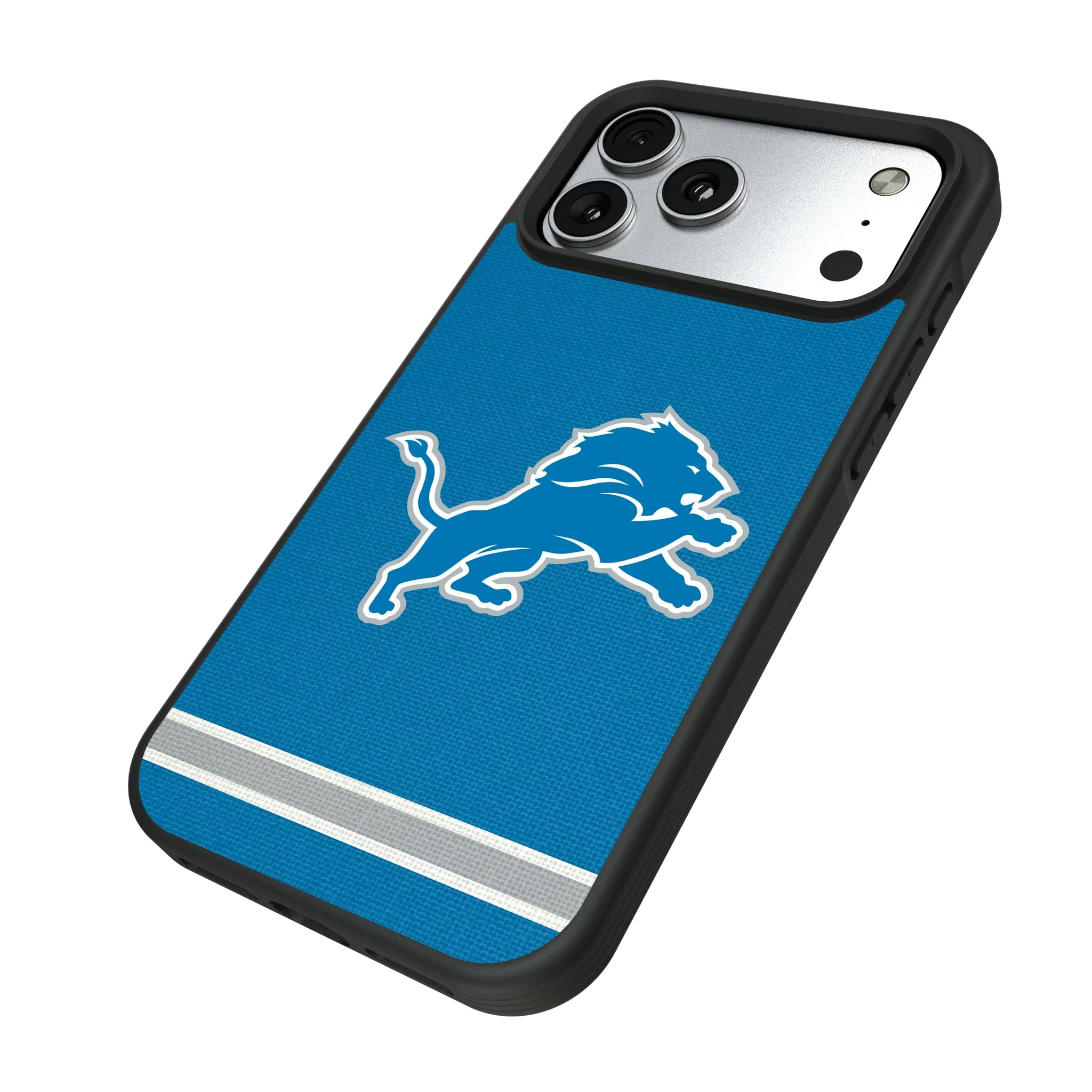 Detroit Lions Stripe iPhone Bump Phone Case for Apple iPhone - Isometric View#Device_iPhone 17 Pro Max