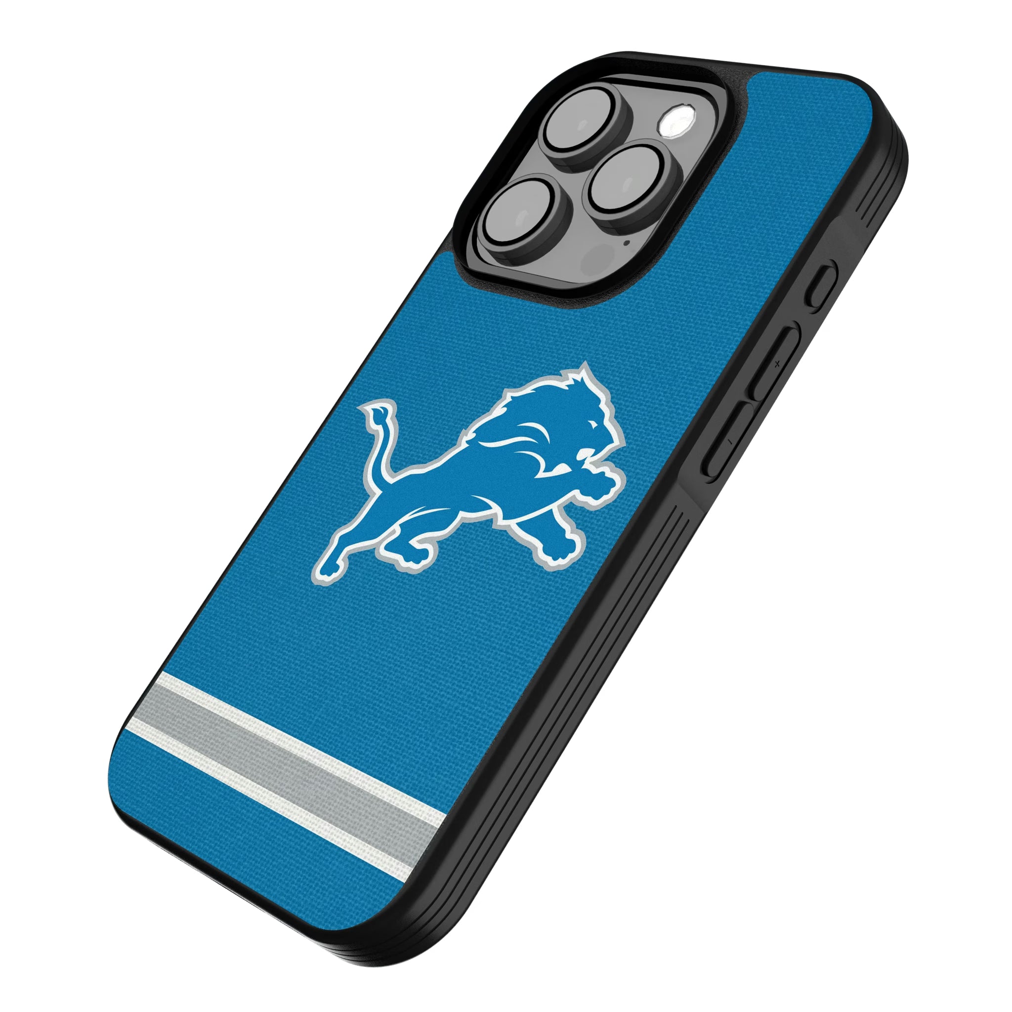 Detroit Lions Stripe iPhone Bump Phone Case for Apple iPhone - Isometric View