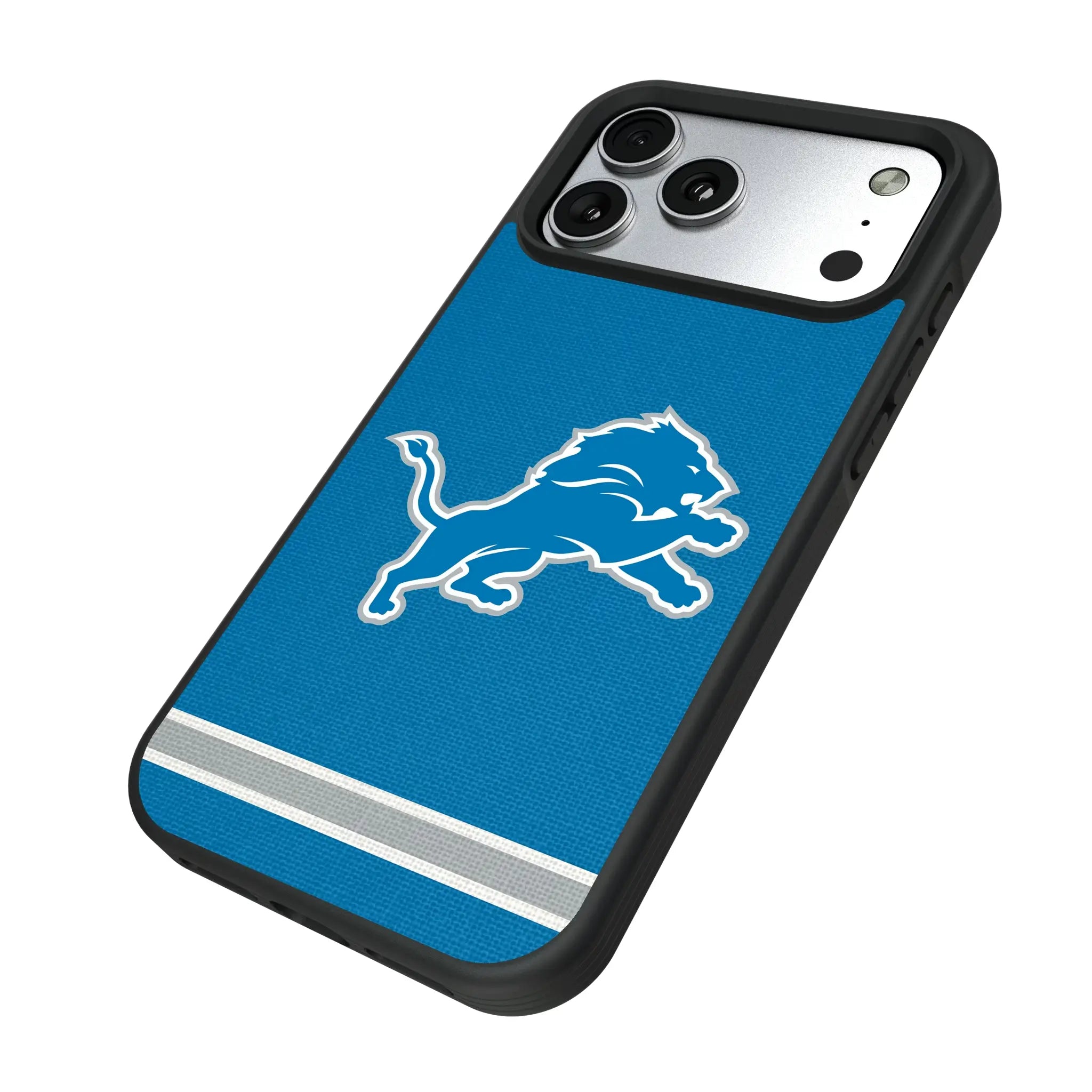 Detroit Lions Stripe iPhone Bump Phone Case for Apple iPhone - Isometric View#Device_iPhone 17 Pro Max