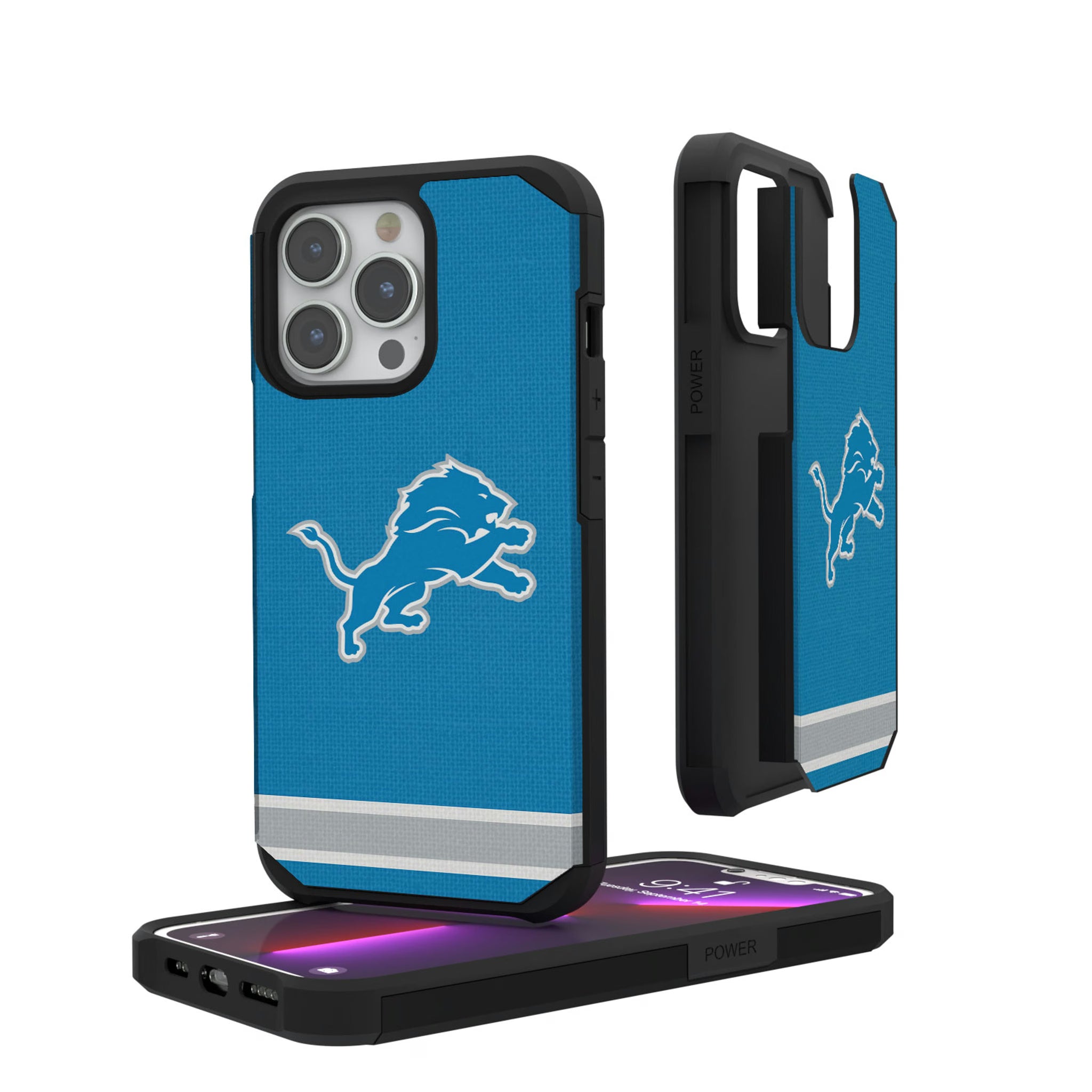 Detroit Lions Stripe iPhone Rugged Phone Case for Apple iPhone