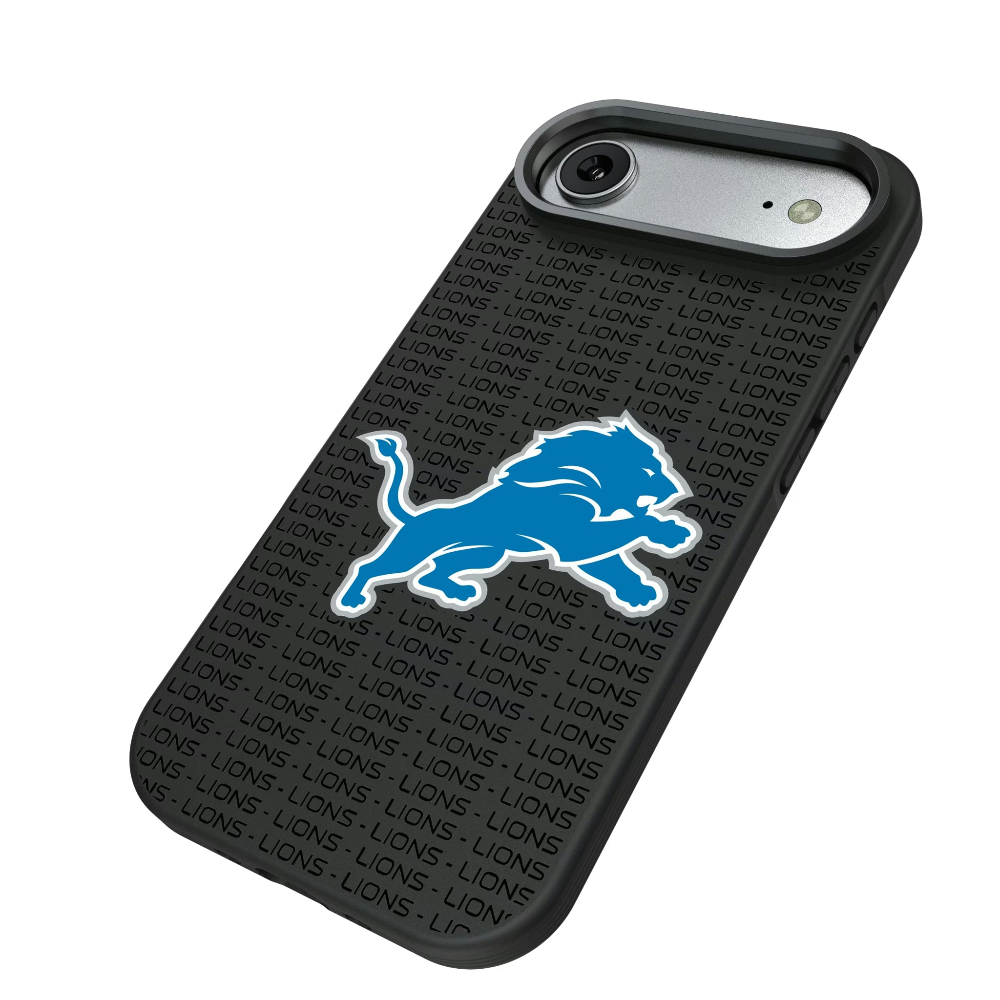 Detroit Lions Text Backdrop iPhone Bump Phone Case for Apple iPhone - Isometric View#Device_iPhone Air