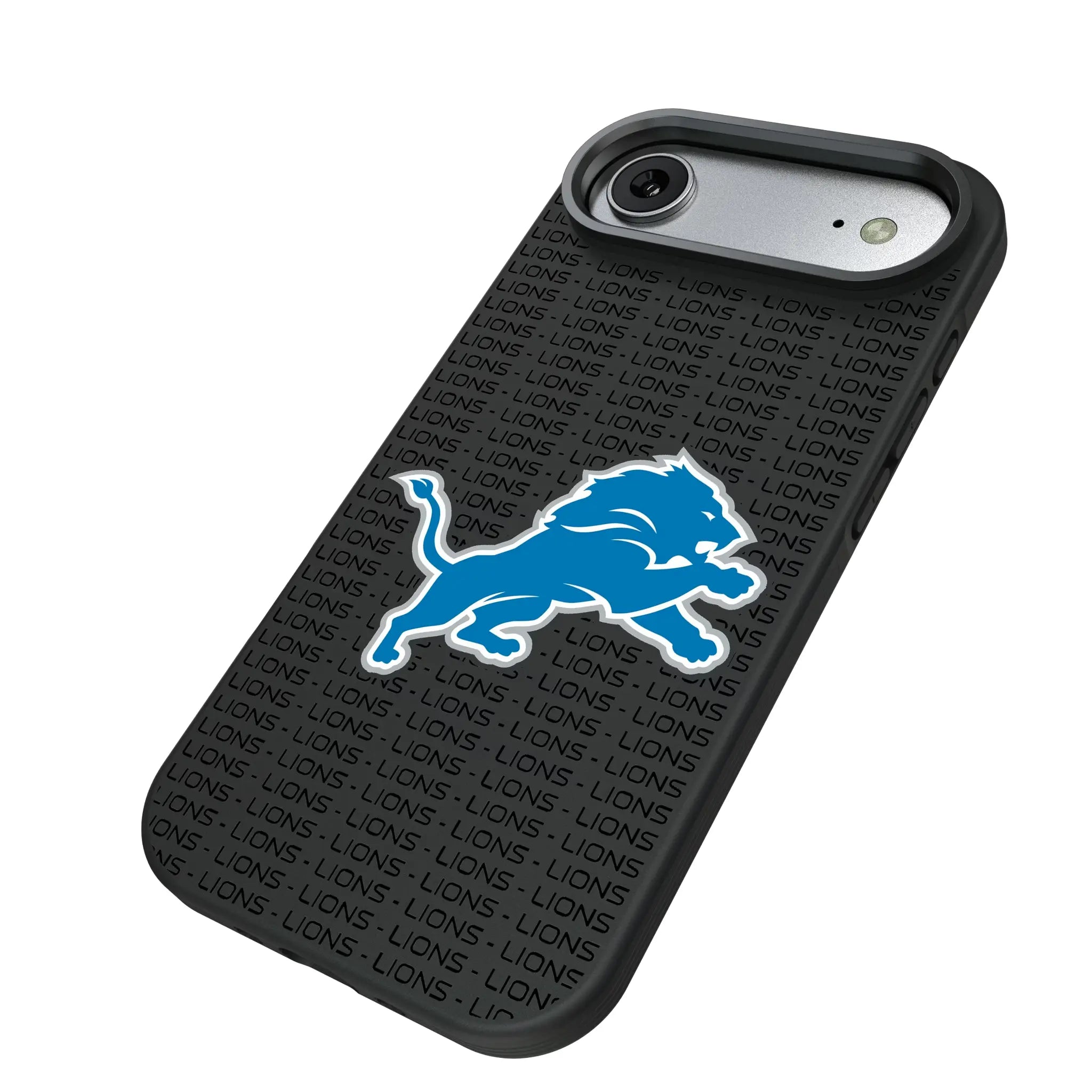 Detroit Lions Text Backdrop iPhone Bump Phone Case for Apple iPhone - Isometric View#Device_iPhone Air