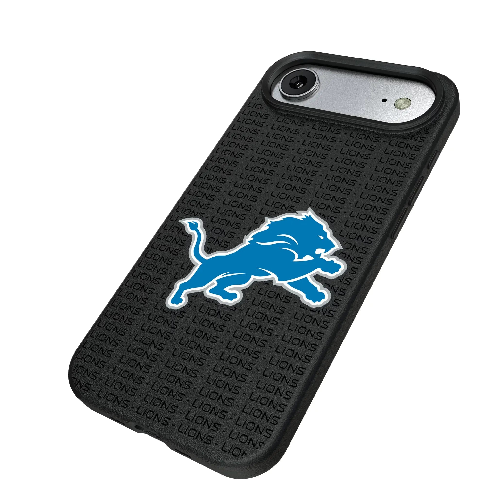 Detroit Lions Text Backdrop iPhone MagSafe Compatible Phone Case for Apple iPhone - Isometric View#Device_iPhone Air