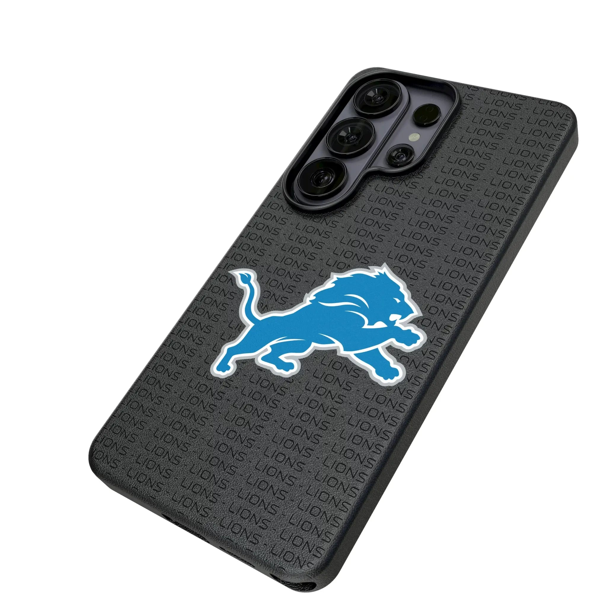 Detroit Lions Text Backdrop Galaxy MagSafe Compatible Phone Case for Samsung Galaxy - Isometric View#Device_Galaxy S26 Ultra