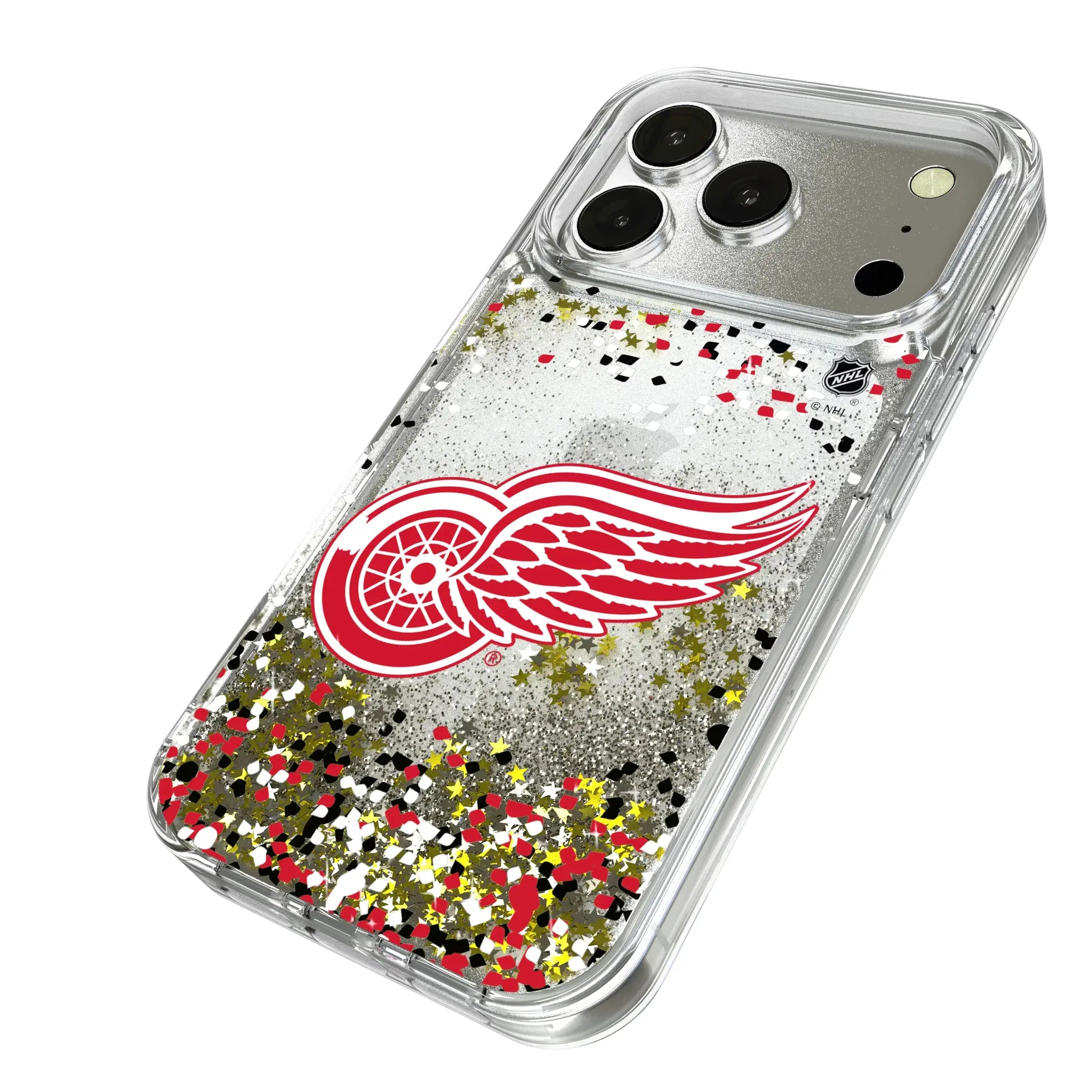Detroit Red Wings Confetti iPhone Glitter Phone Case for Apple iPhone - Isometric View