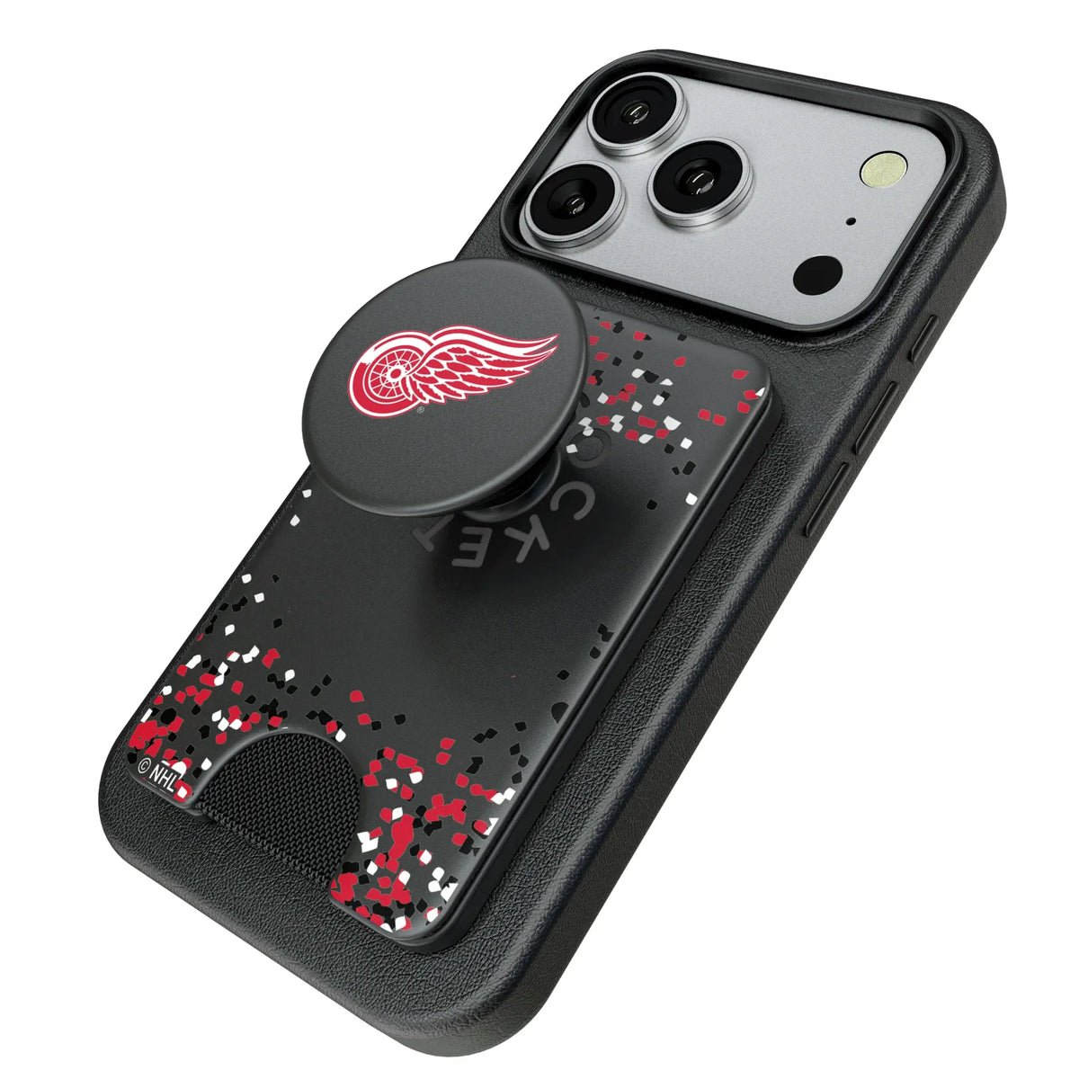 Detroit Red Wings Confetti Popsockets Wallet Magnetic - Isometric View