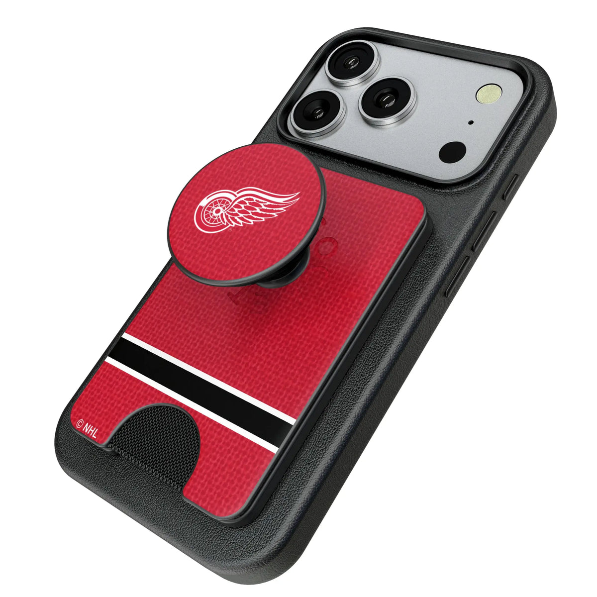 Detroit Red Wings Endzone Solid Popsockets Wallet Magnetic - Isometric View