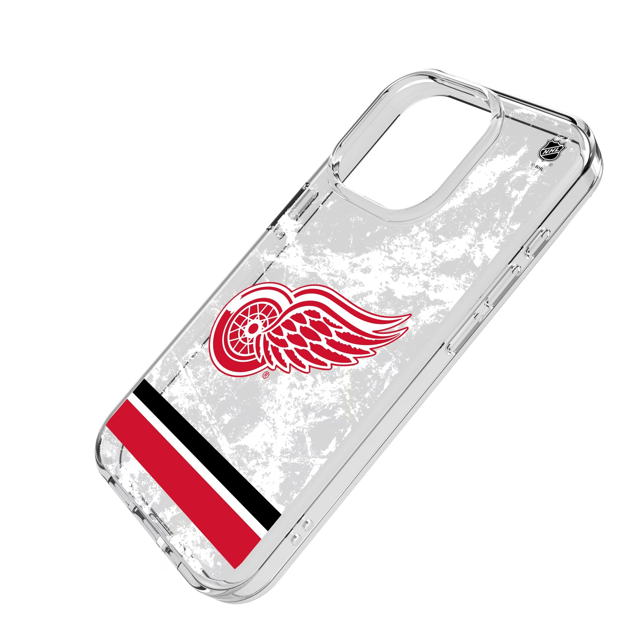 Detroit Red Wings Ice Stripe iPhone Clear Phone Case for Apple iPhone - Isometric View