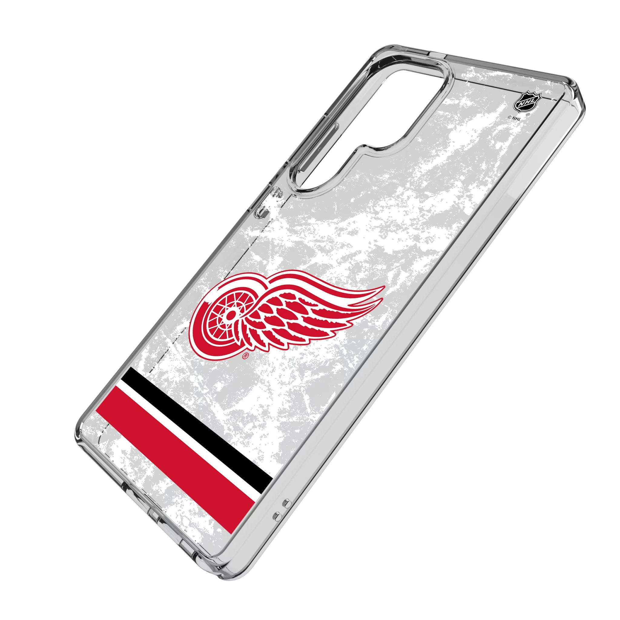 Detroit Red Wings Ice Stripe Galaxy Clear Phone Case for Samsung Galaxy - Isometric View