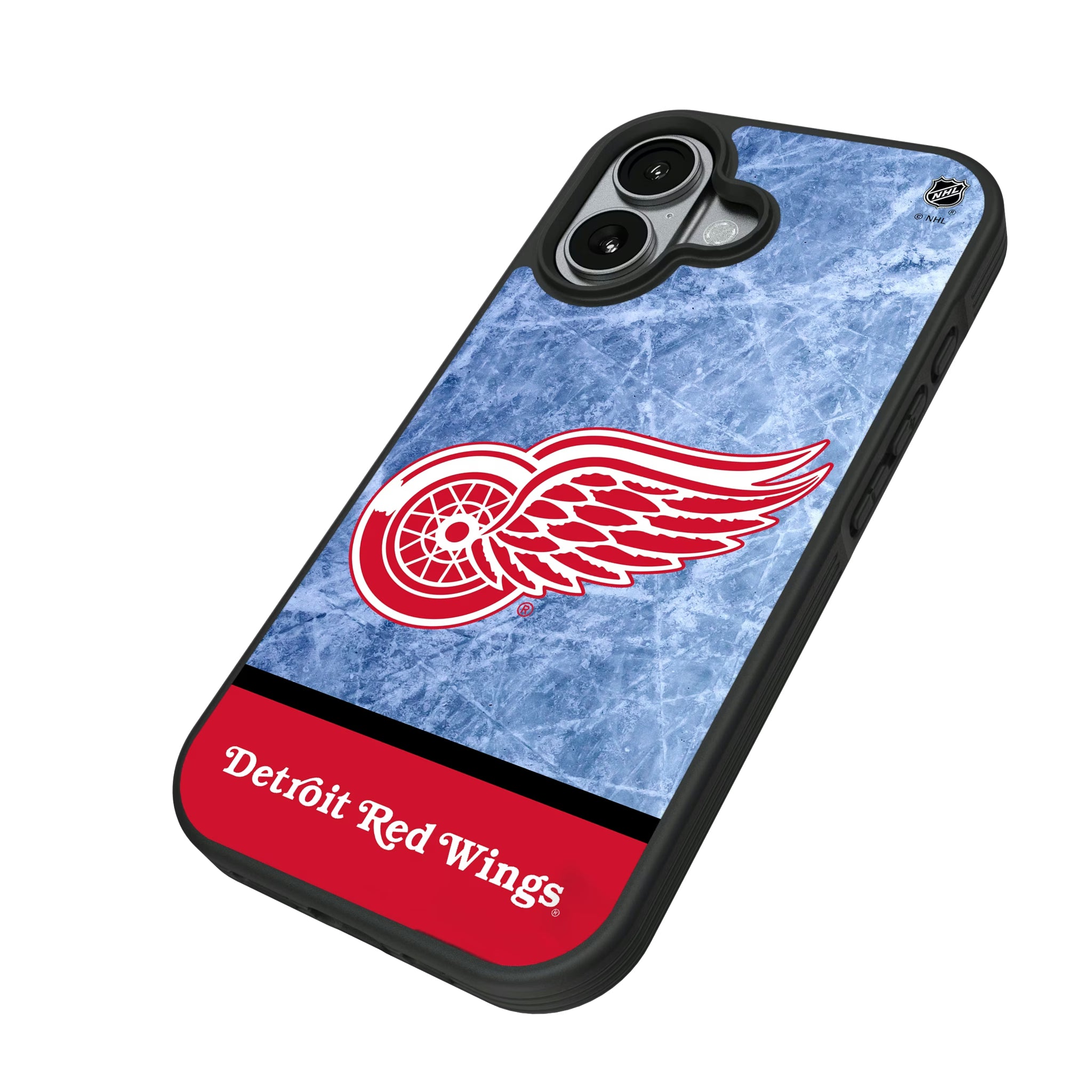 Detroit Red Wings Ice Wordmark iPhone Bump Phone Case for Apple iPhone - Isometric View#Device_iPhone 17