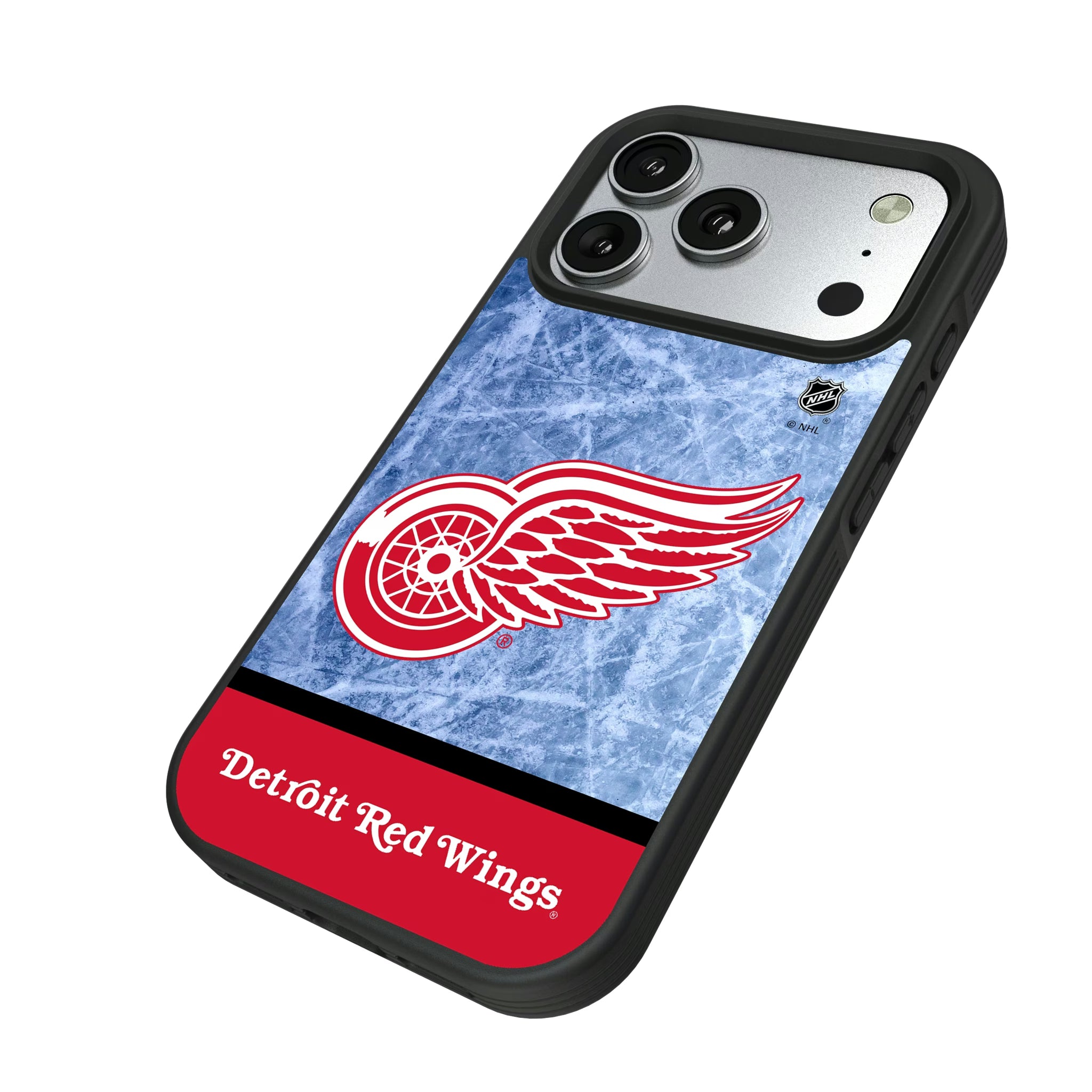 Detroit Red Wings Ice Wordmark iPhone Bump Phone Case for Apple iPhone - Isometric View#Device_iPhone 17 Pro
