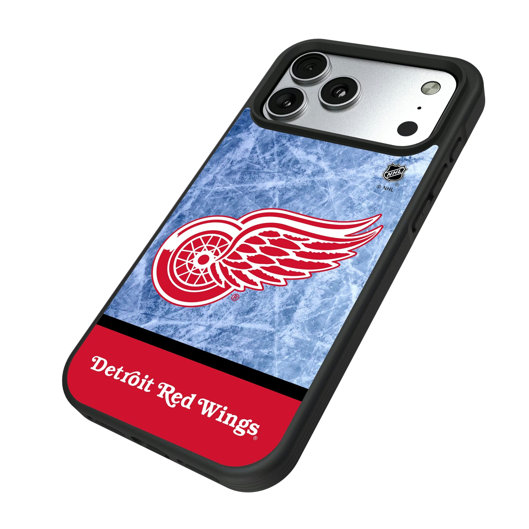 Detroit Red Wings Ice Wordmark iPhone Bump Phone Case for Apple iPhone - Isometric View#Device_iPhone 17 Pro Max