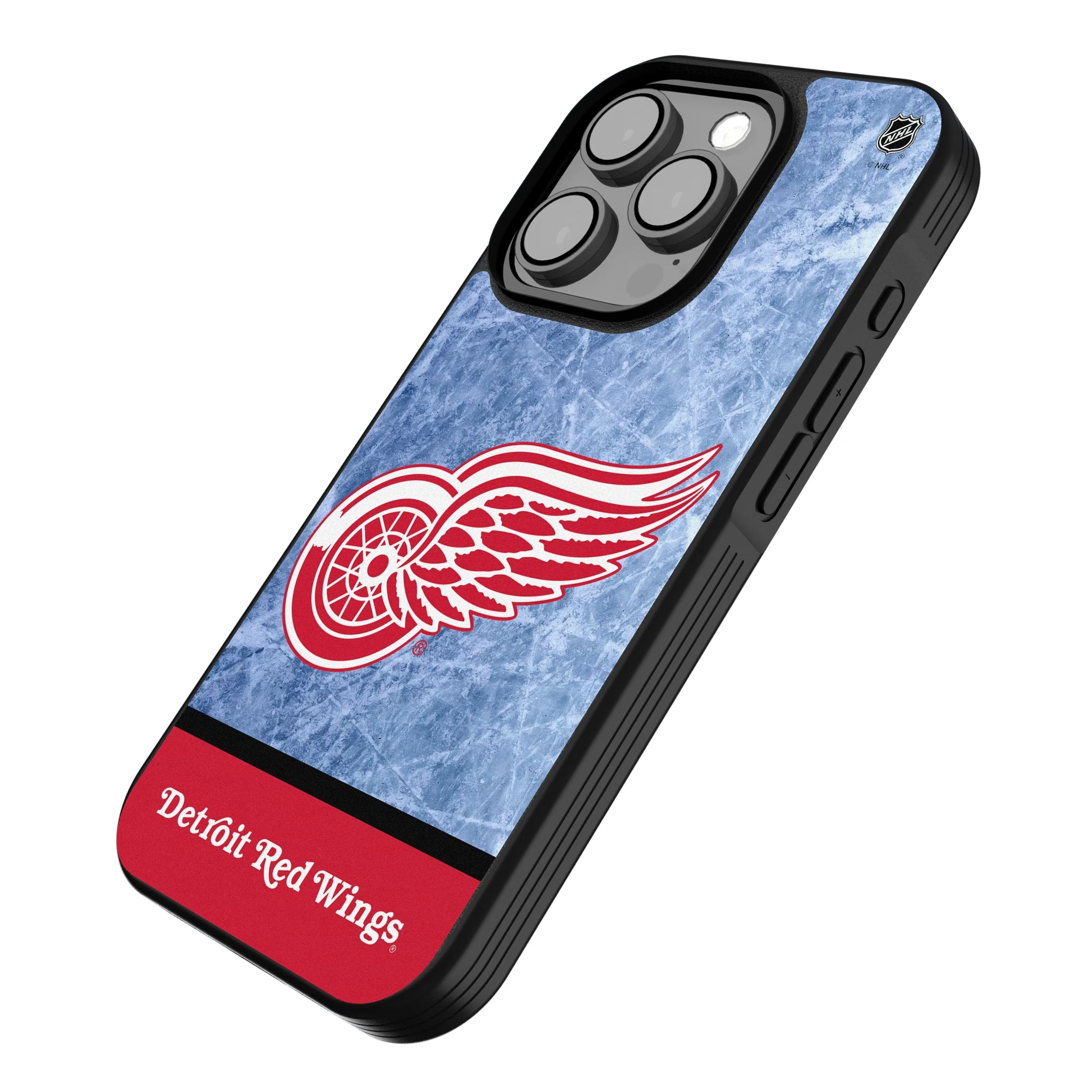 Detroit Red Wings Ice Wordmark iPhone Bump Phone Case for Apple iPhone - Isometric View