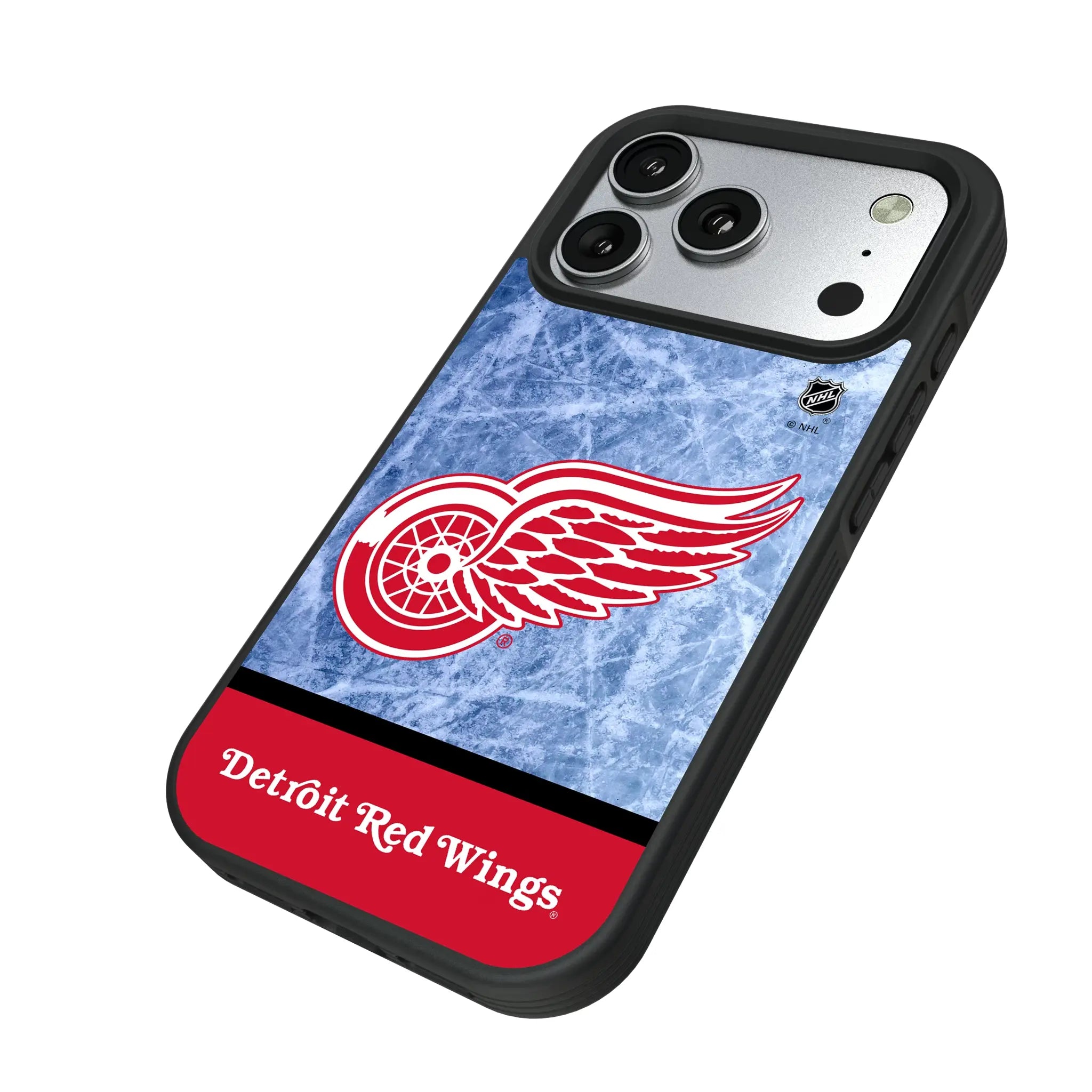 Detroit Red Wings Ice Wordmark iPhone Bump Phone Case for Apple iPhone - Isometric View#Device_iPhone 17 Pro