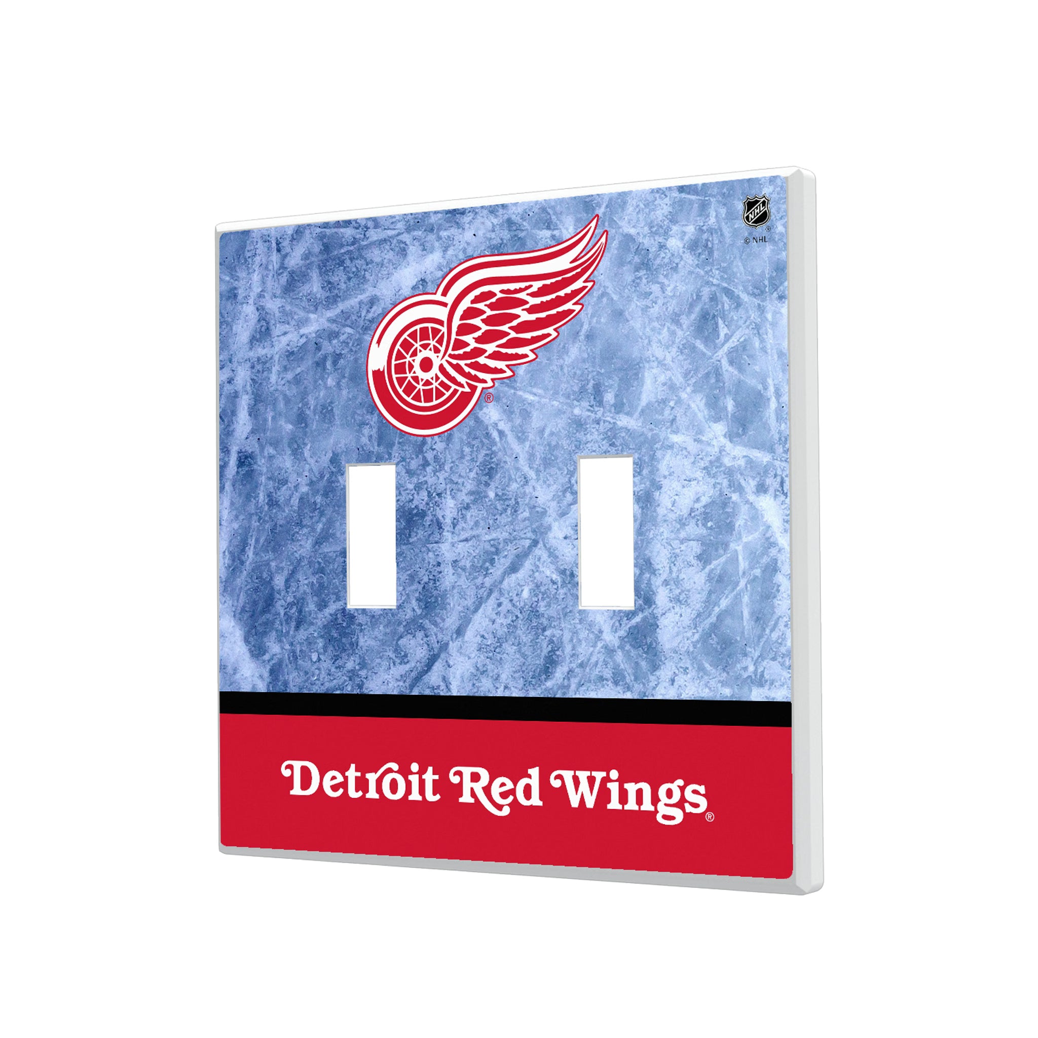 Detroit Red Wings Ice Wordmark Hidden-Screw Light Switch Plate#Style_Double Toggle
