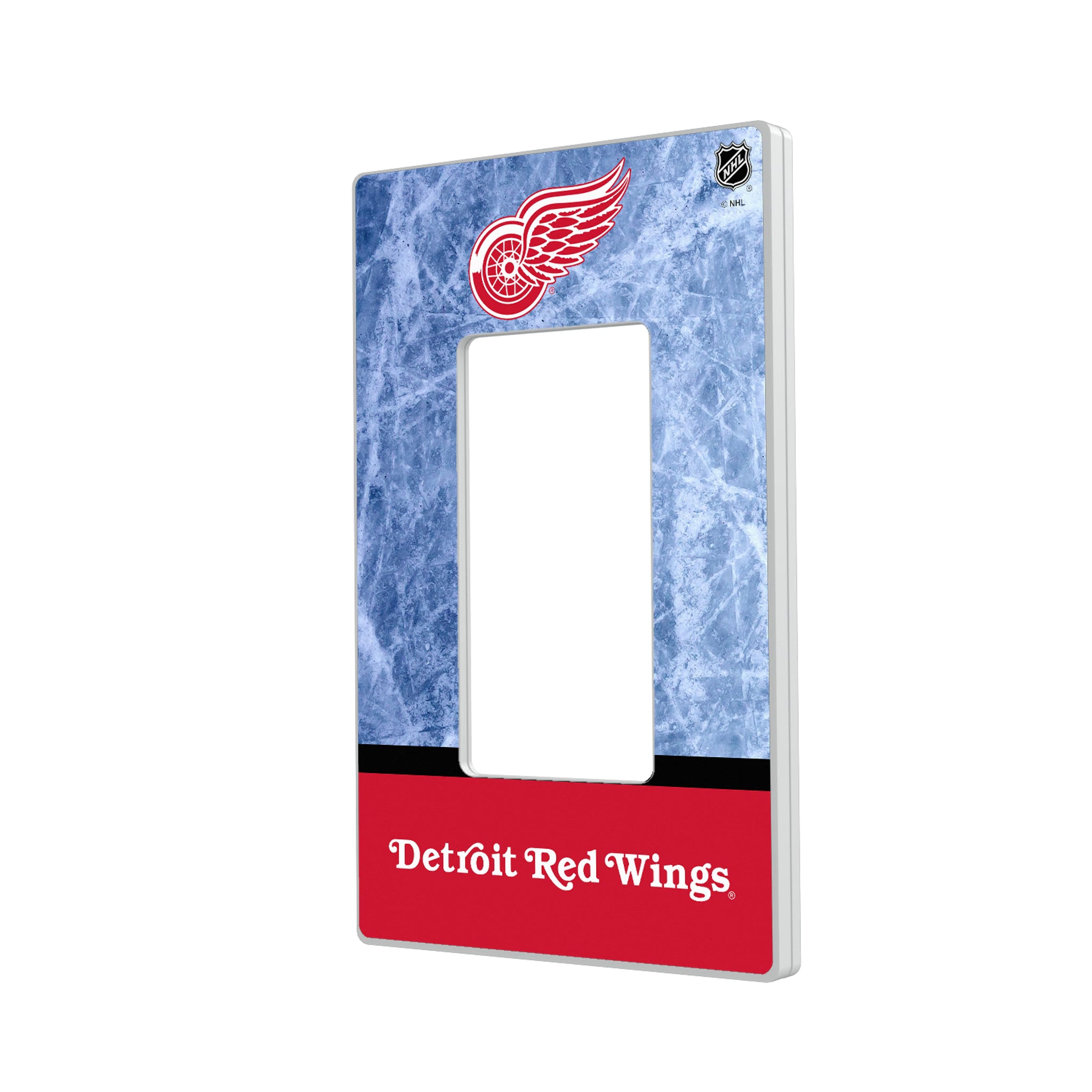 Detroit Red Wings Ice Wordmark Hidden-Screw Light Switch Plate#Style_Single Rocker
