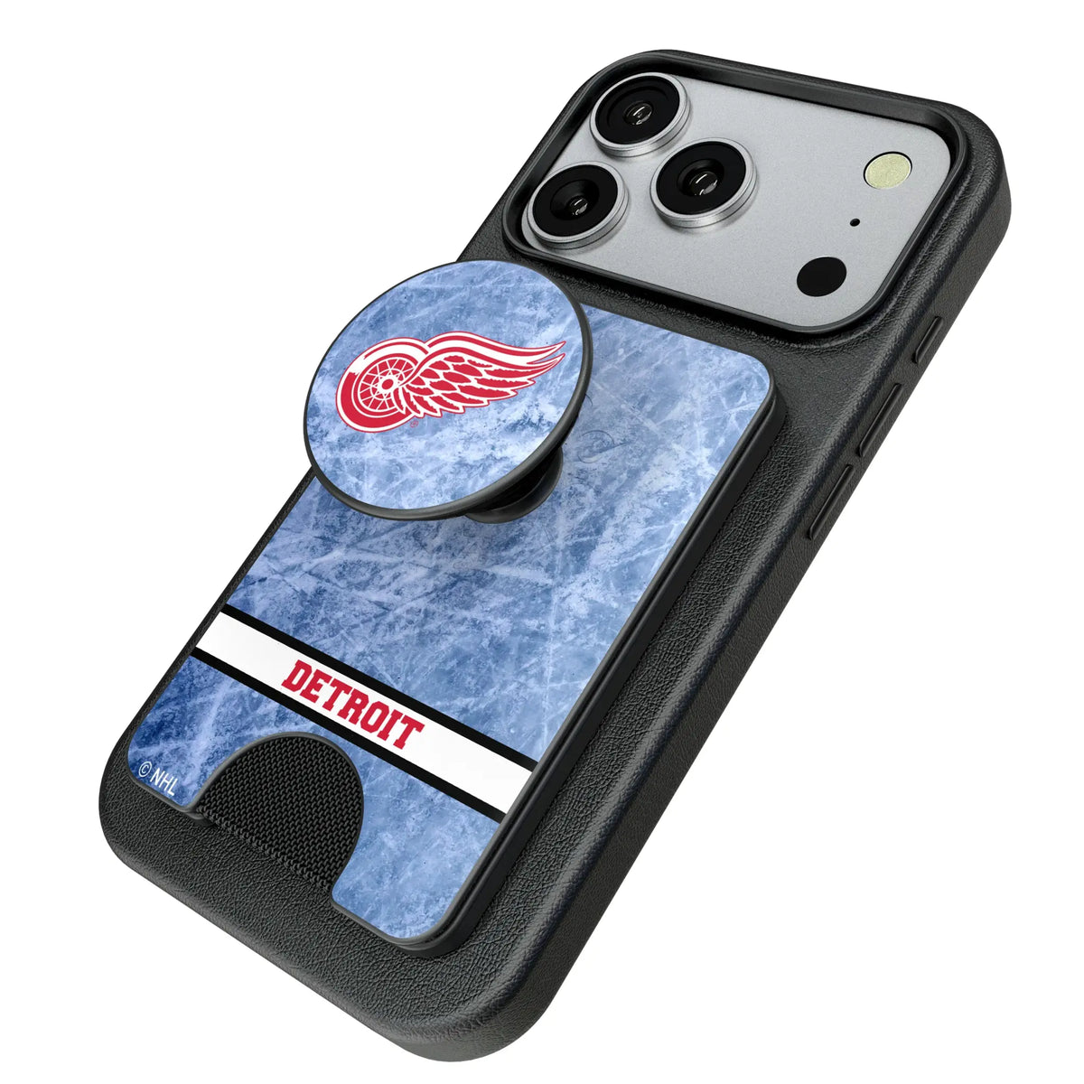 Detroit Red Wings Ice Wordmark Popsockets Wallet Magnetic - Isometric View