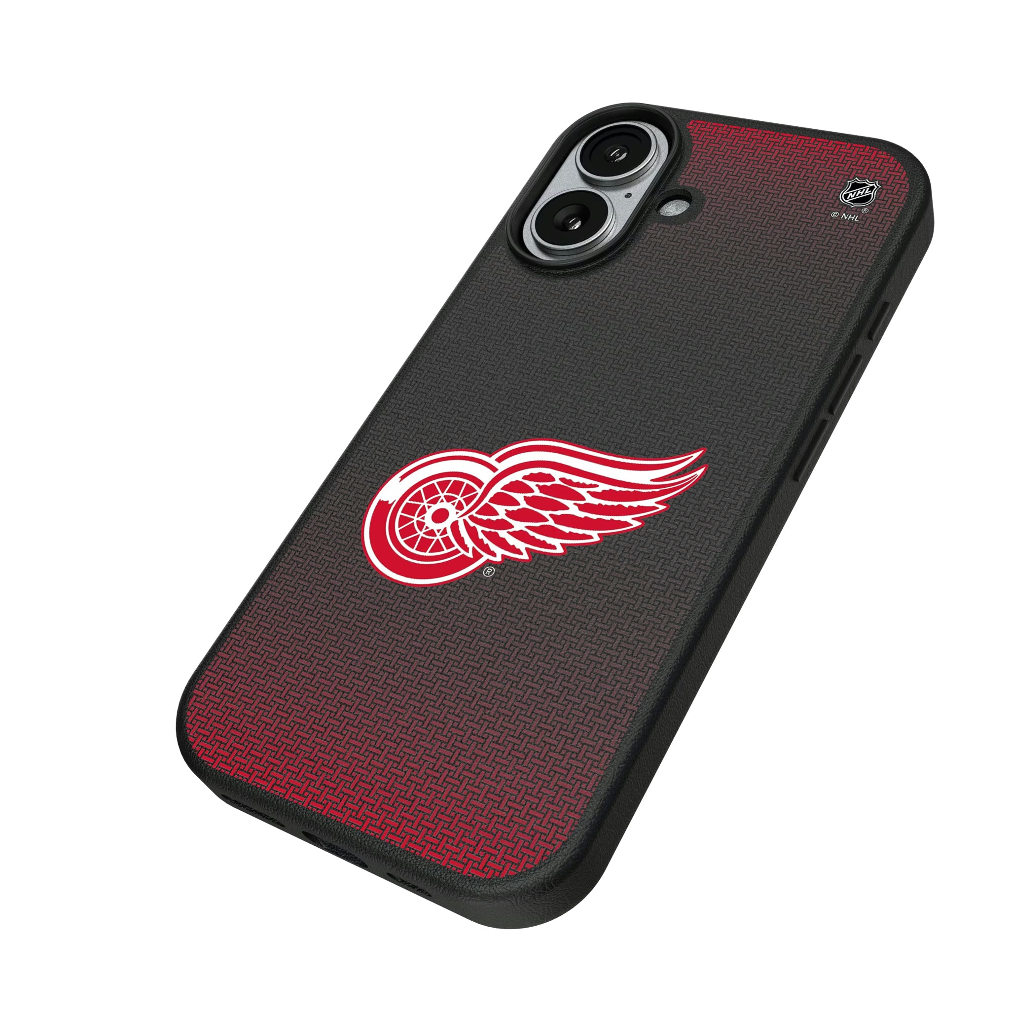 Detroit Red Wings Linen iPhone MagSafe Compatible Phone Case for Apple iPhone - Isometric View#Device_iPhone 17