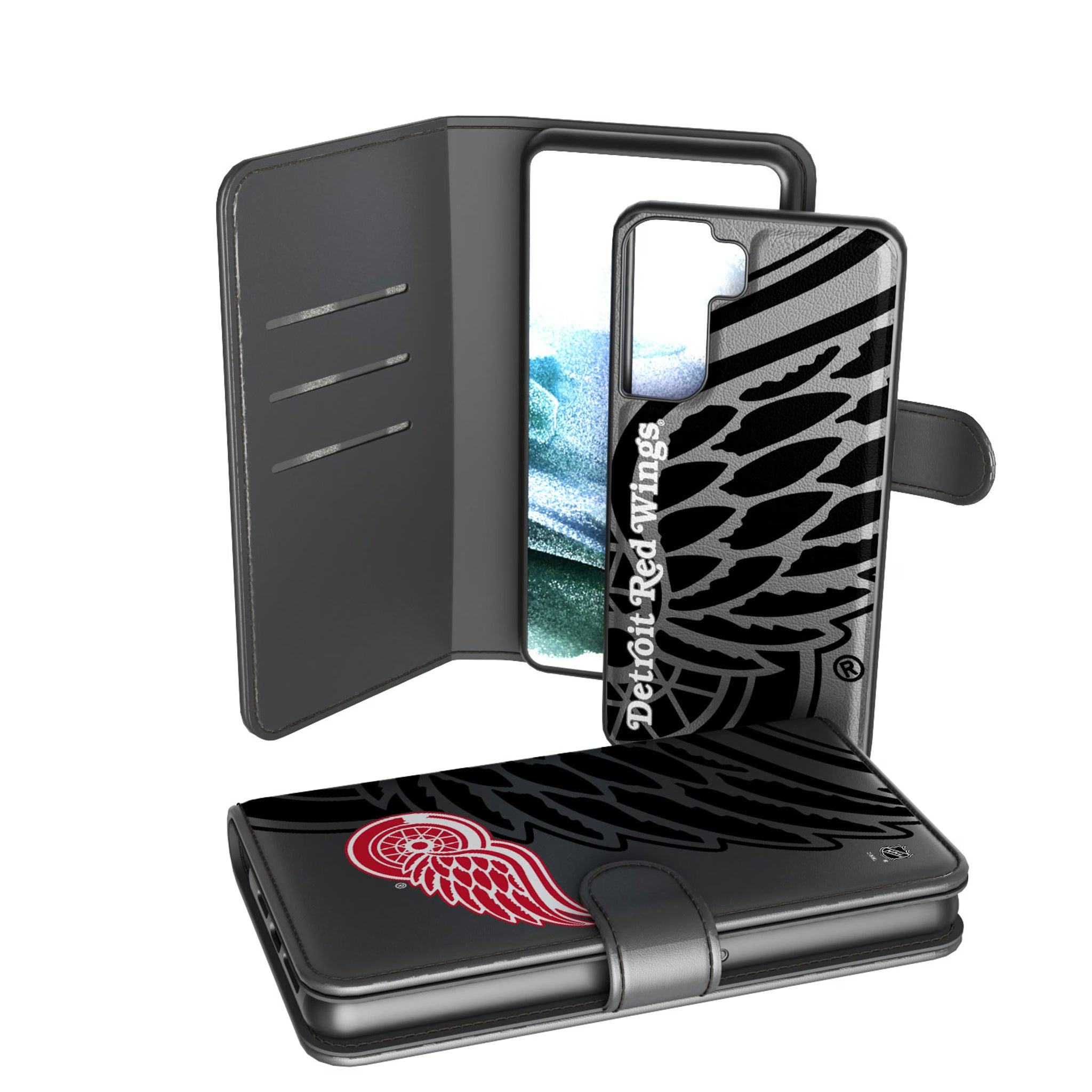 Detroit Red Wings Monocolor Tilt Galaxy Wallet Phone Case for Samsung Galaxy