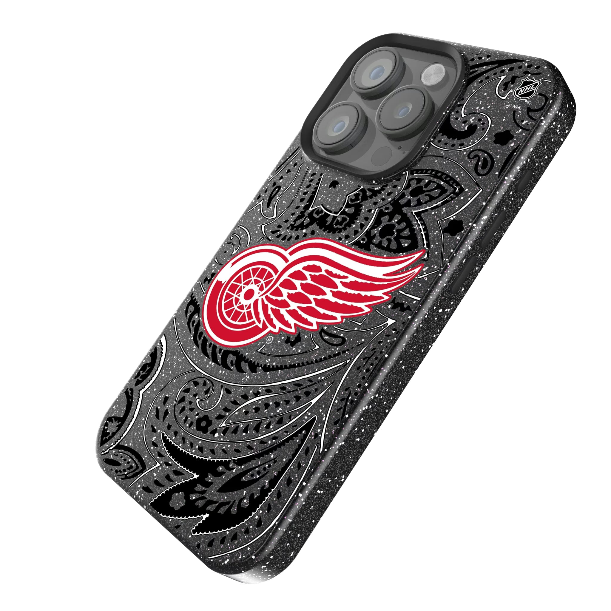 Detroit Red Wings Paisley iPhone Bling Phone Case for Apple iPhone - Isometric View