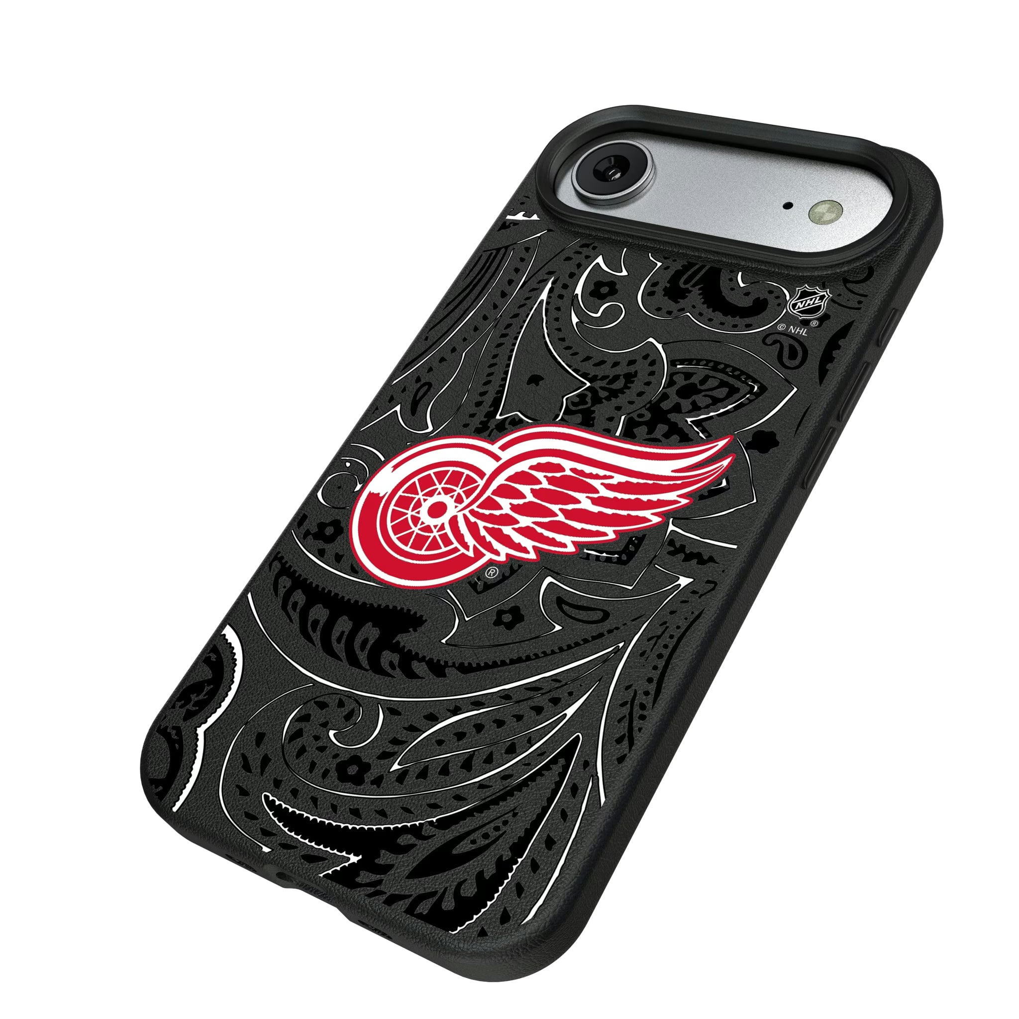 Detroit Red Wings Paisley iPhone MagSafe Compatible Phone Case for Apple iPhone - Isometric View#Device_iPhone Air