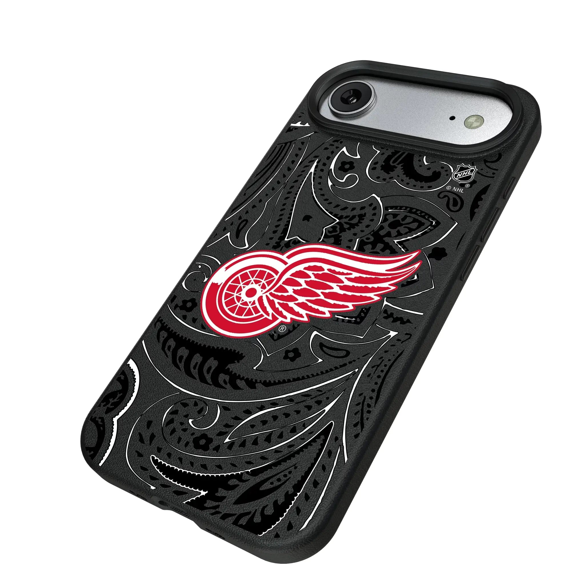 Detroit Red Wings Paisley iPhone MagSafe Compatible Phone Case for Apple iPhone - Isometric View#Device_iPhone Air