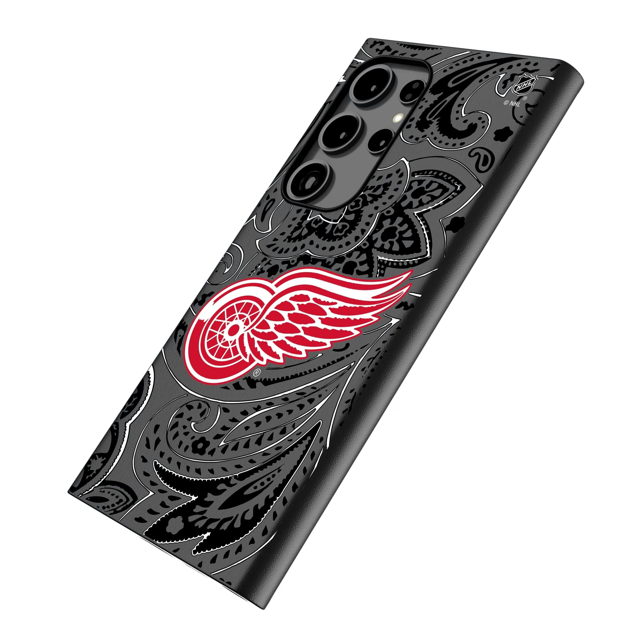 Detroit Red Wings Paisley Galaxy MagSafe Compatible Phone Case for Samsung Galaxy - Isometric View