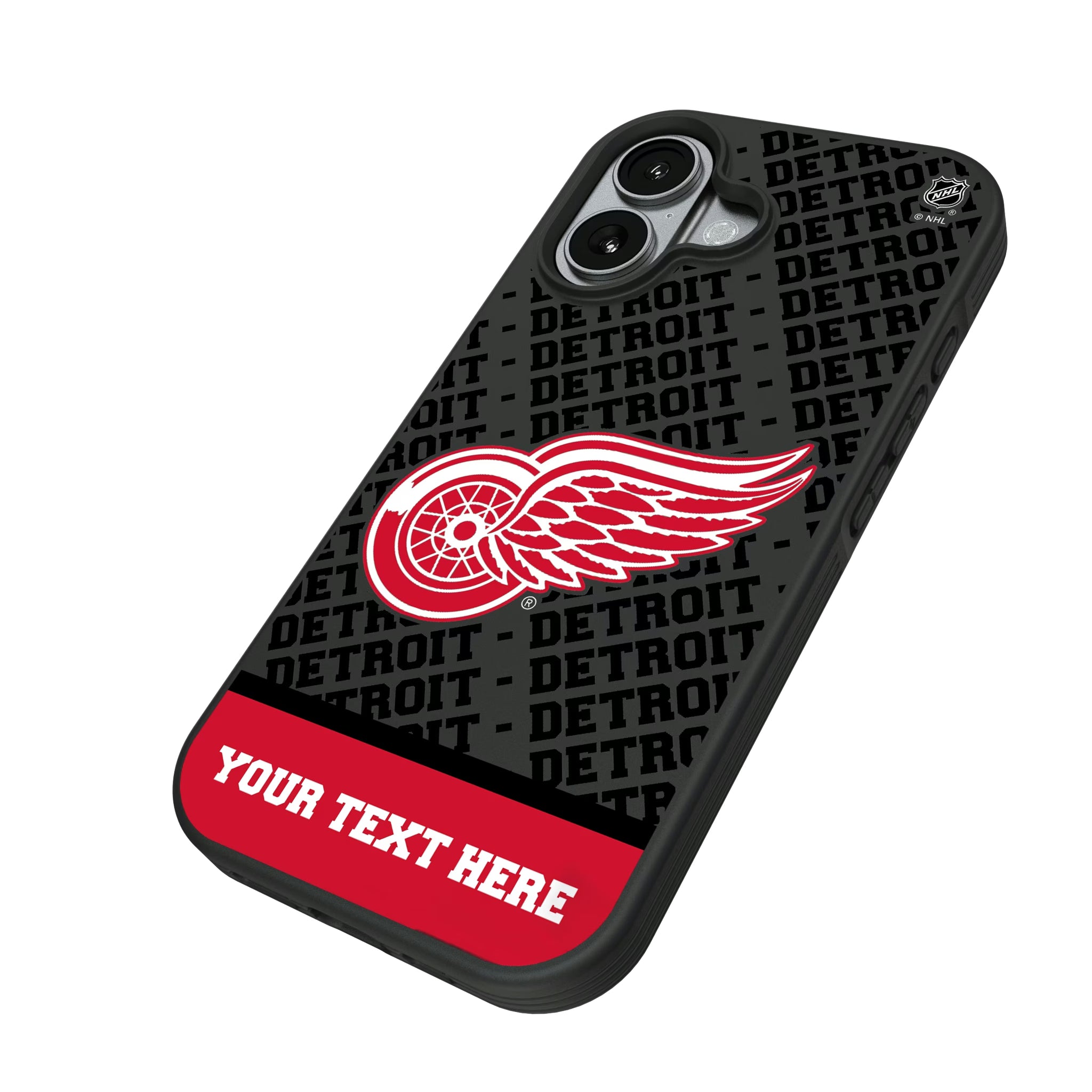 Detroit Red Wings Personalized EndZone Plus iPhone Bump Phone Case for Apple iPhone - Isometric View#Device_iPhone 17