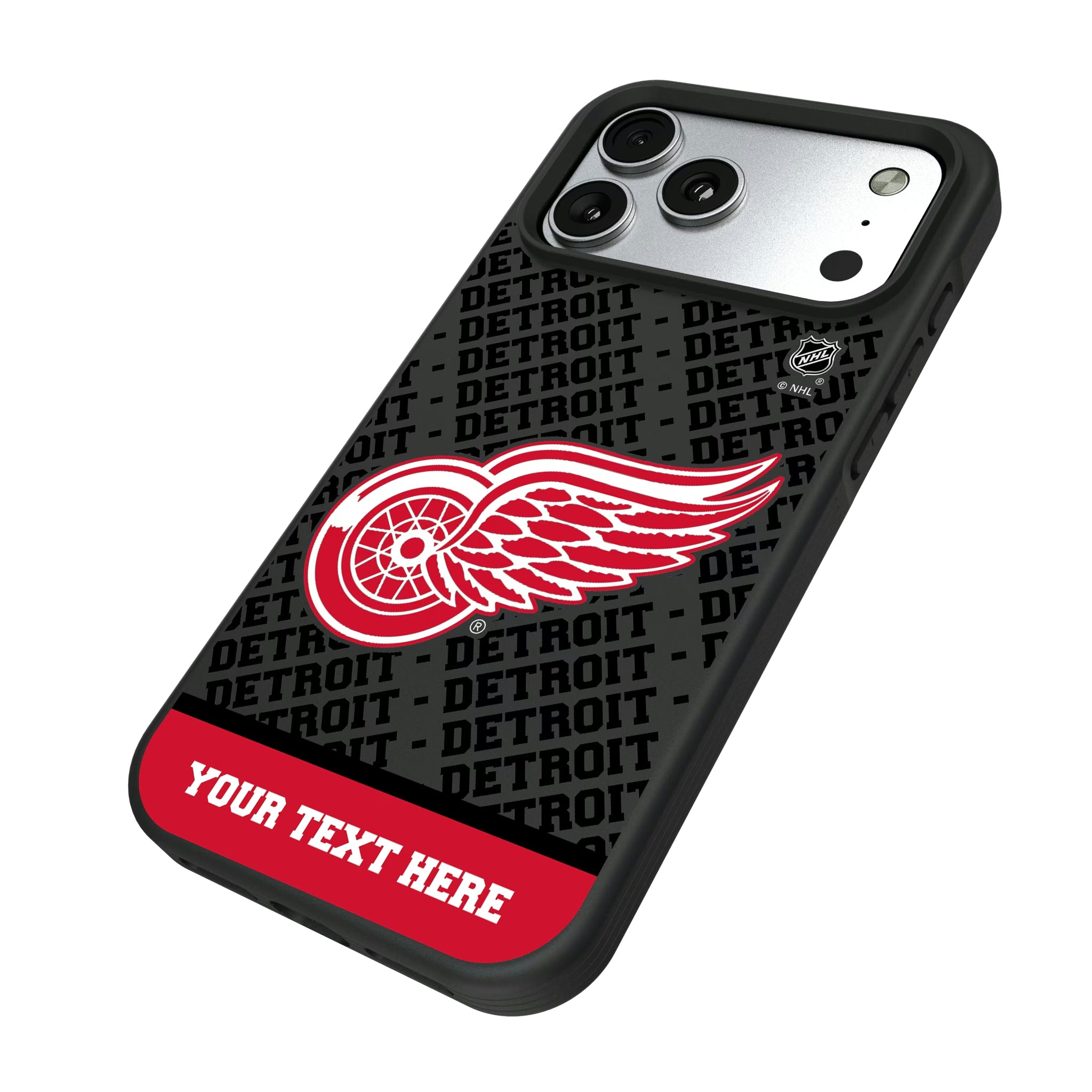 Detroit Red Wings Personalized EndZone Plus iPhone Bump Phone Case for Apple iPhone - Isometric View#Device_iPhone 17 Pro Max