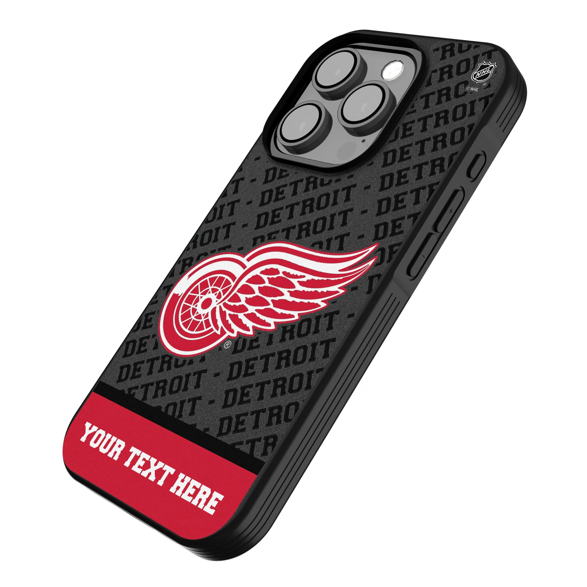 Detroit Red Wings Personalized EndZone Plus iPhone Bump Phone Case for Apple iPhone - Isometric View