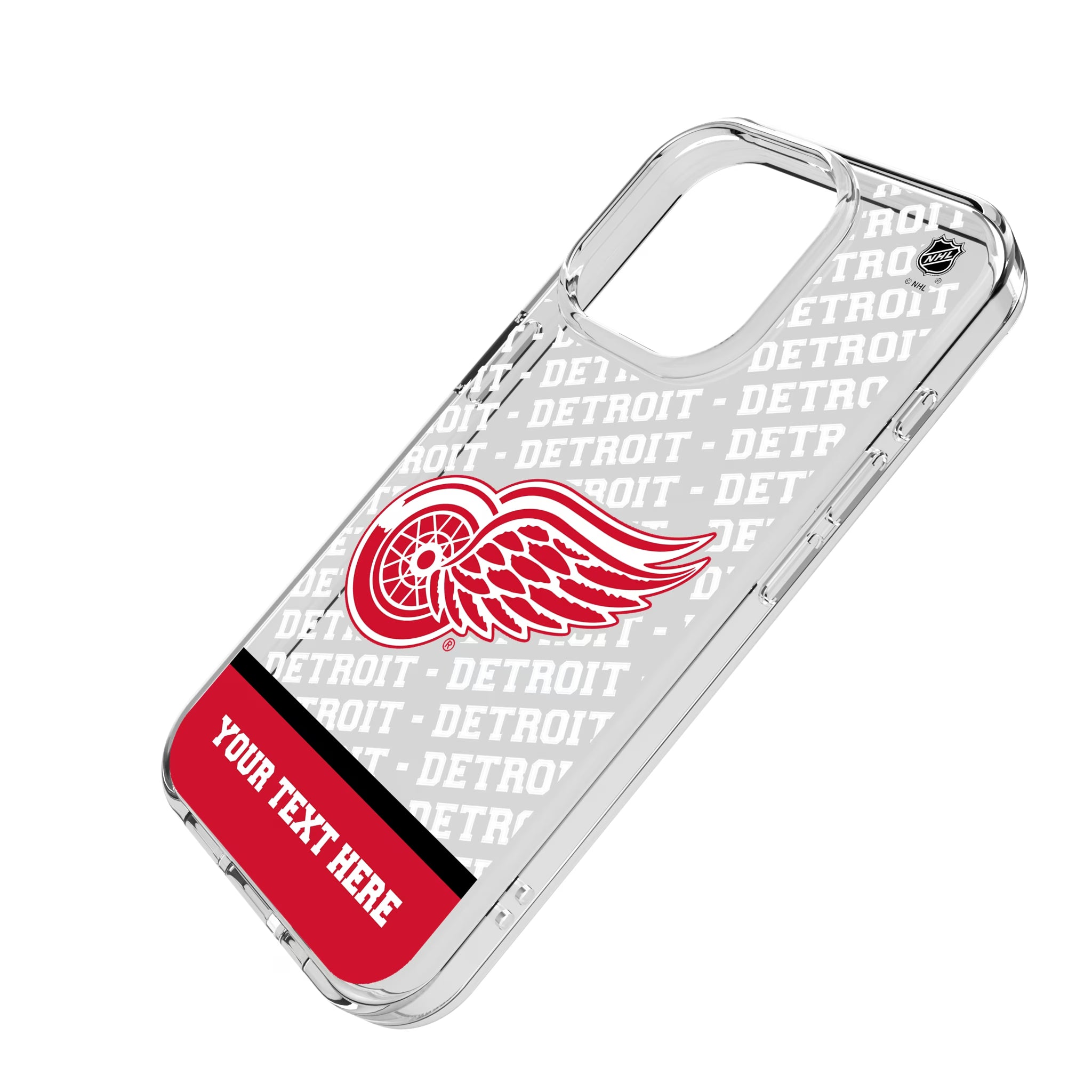 Detroit Red Wings Personalized EndZone Plus iPhone Clear Phone Case for Apple iPhone - Isometric View