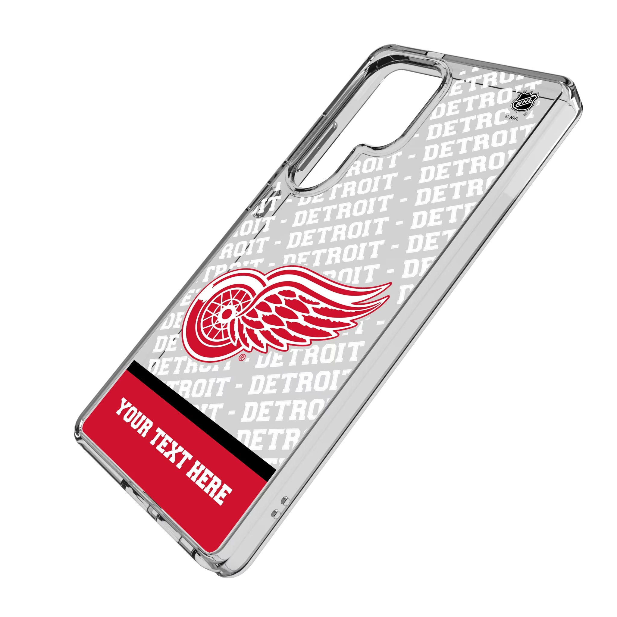 Detroit Red Wings Personalized EndZone Plus Galaxy Clear Phone Case for Samsung Galaxy - Isometric View