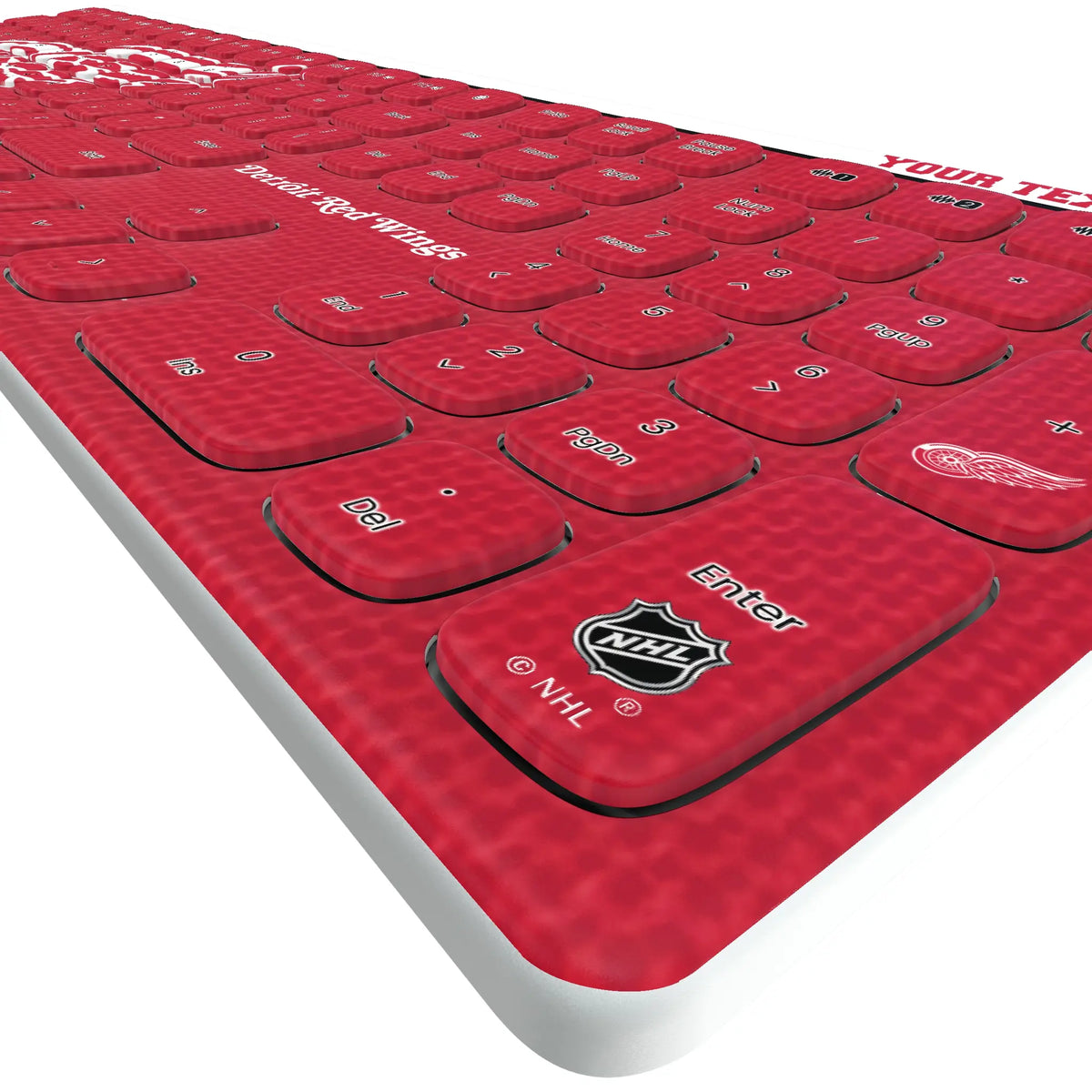 Detroit Red Wings Personalized Endzone Solid KKB605 Curved Wireless Keyboard - Detail